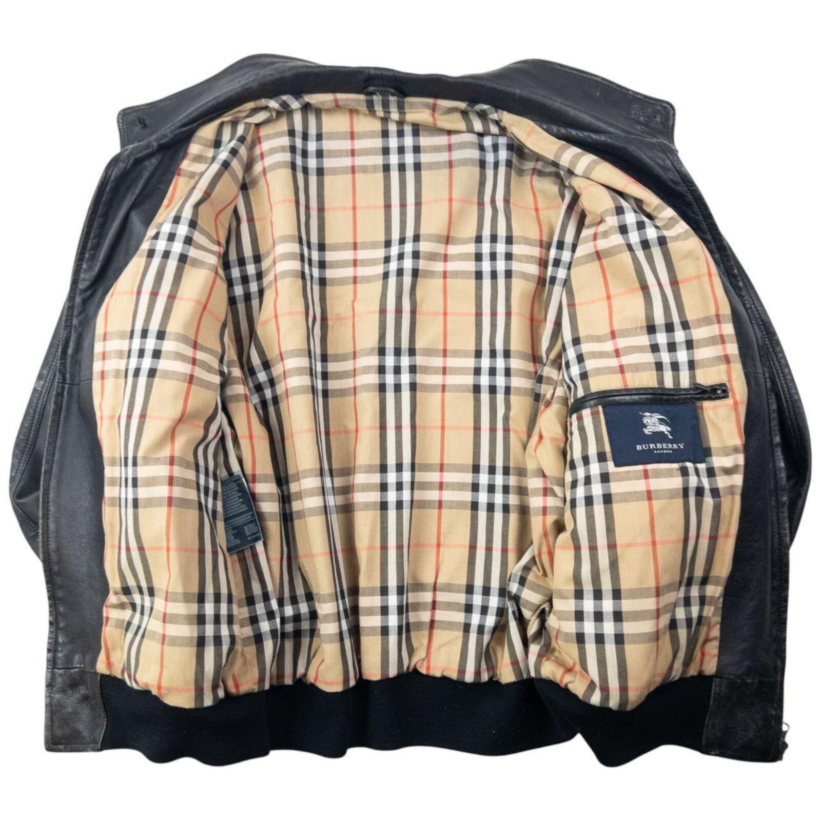 Burberry Vintage 2000s Burberry Nova Check Lined Leather Jacket L Size US L / EU 52-54 / 3 - 2 Thumbnail