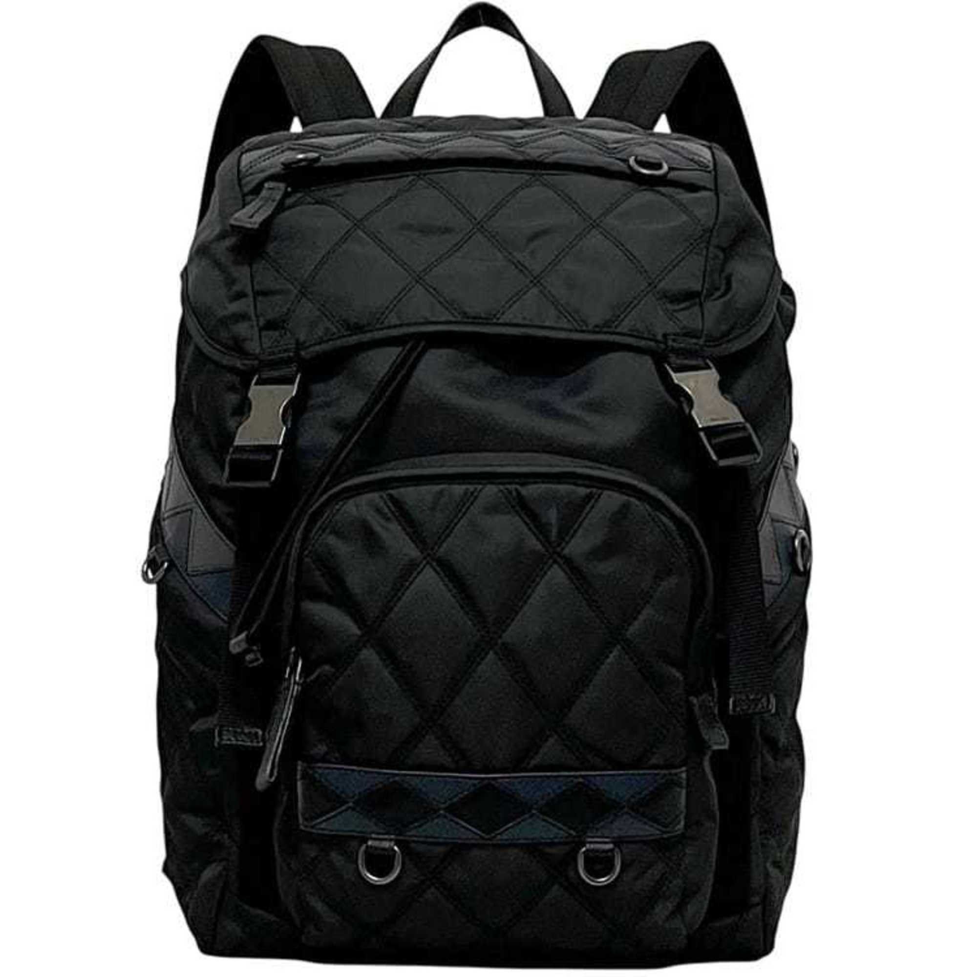 Prada Prada Backpack ec-24859 Black NERO 2VZ135 Quilted Nylon Leather 165 PRADA Flap D-Ring Stitching Rucksack Men's Women's Size ONE SIZE - 1 Thumbnail