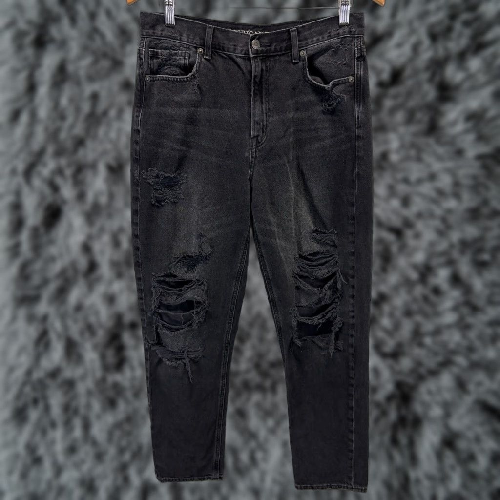 American Eagle Outfitters VINTAGE American Eagle Outfitters Women's Jeans Mom Fit Distressed Black Cotton Blend Size 10 Tall Size 32" / US 10 / IT 46 - 1 Thumbnail