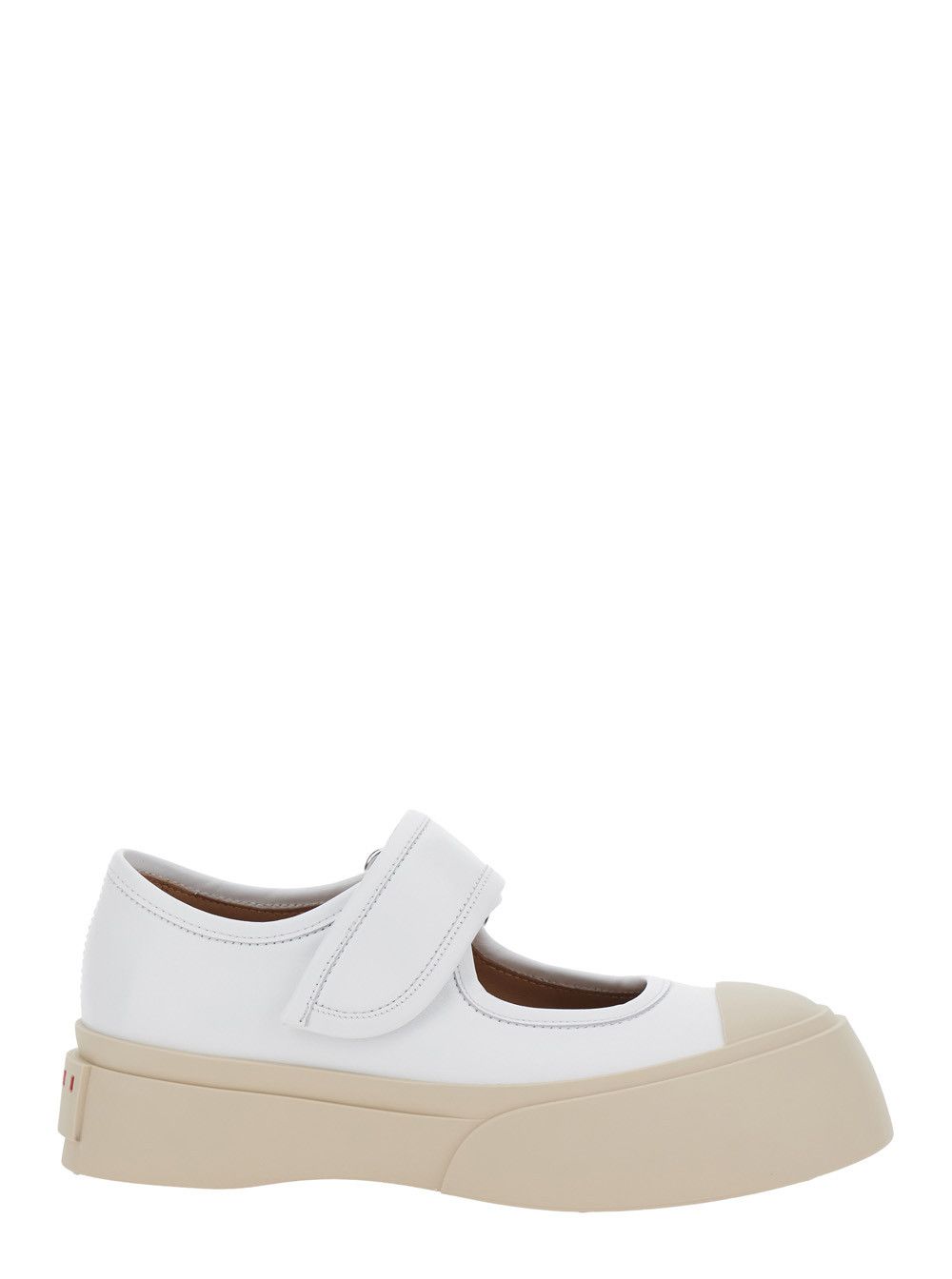 Marni 'Mary Jane' White Sandals with Touch-Strap Closure and Logo Patch on the Rear in Leather Woman Size US 9 / IT 39 - 1 Thumbnail