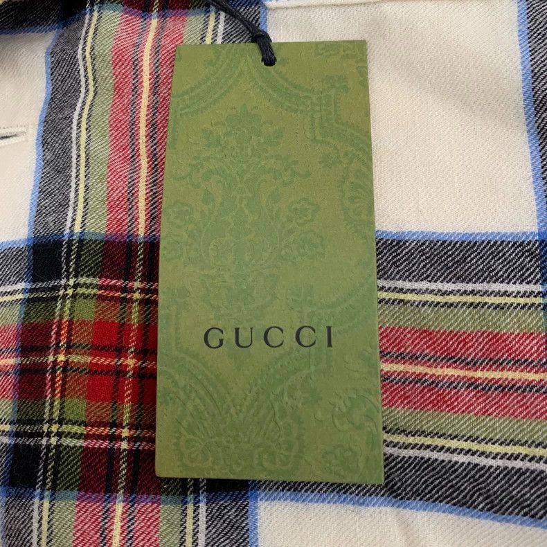 Gucci Gucci Color-blocked plaid wool lapel single-breasted long- Size US M / EU 48-50 / 2 - 6 Thumbnail