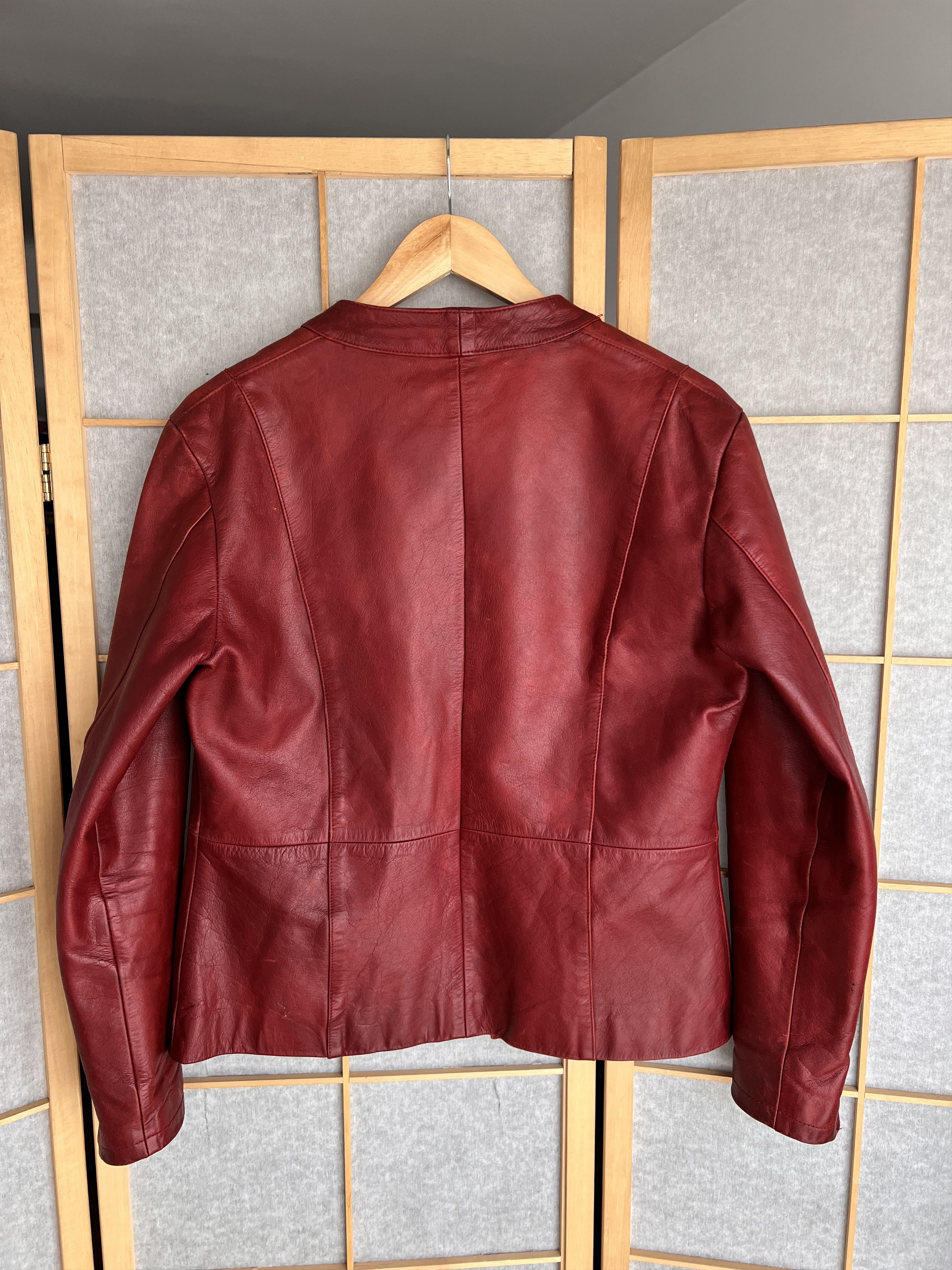 Le Grande Bleu (L.G.B.) Tyler Durden style vintage red leather jacket cropped unisex Size US S / EU 44-46 / 1 - 12 Thumbnail