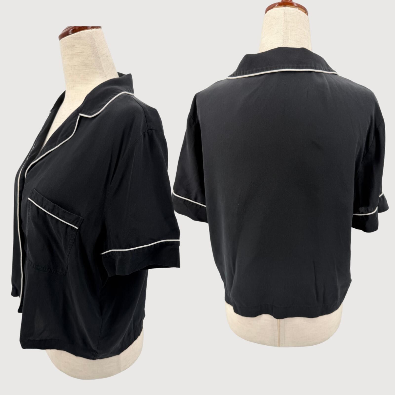 Frame FRAME Silk Pajama Blouse Noir Multi Black Button Up M Size M / US 6-8 / IT 42-44 - 3 Thumbnail