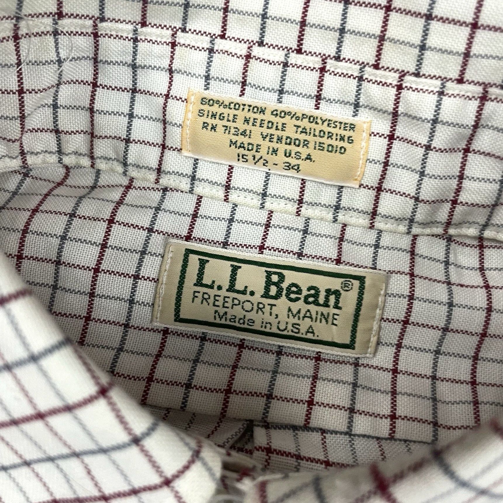 Vintage VINTAGE LL Bean Shirt Mens 15.5 White Plaid Long Sleeve Button Pocket Casual Vtg Size US L / EU 52-54 / 3 - 4 Thumbnail