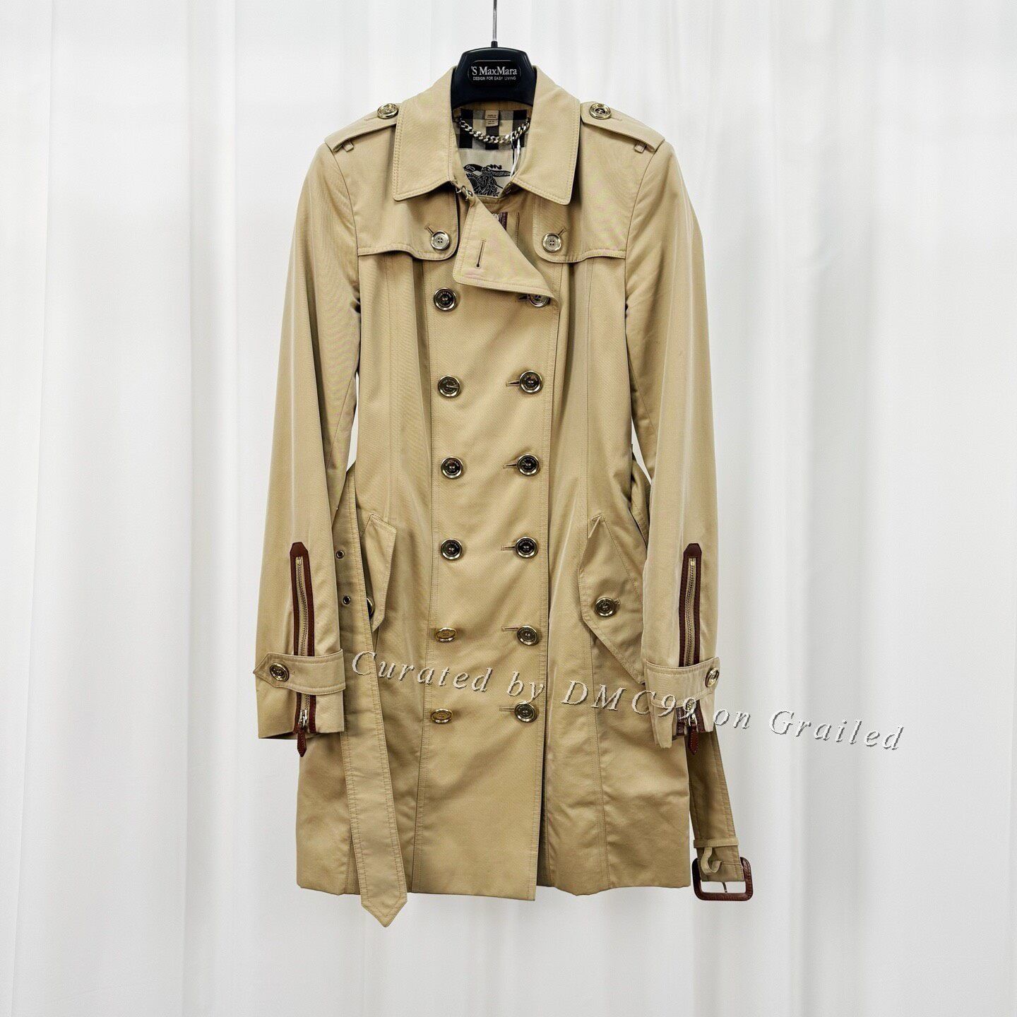 Burberry Burberry Gold Button Check Trench Coat Size XXS / US 00 / IT 34 - 1 Thumbnail