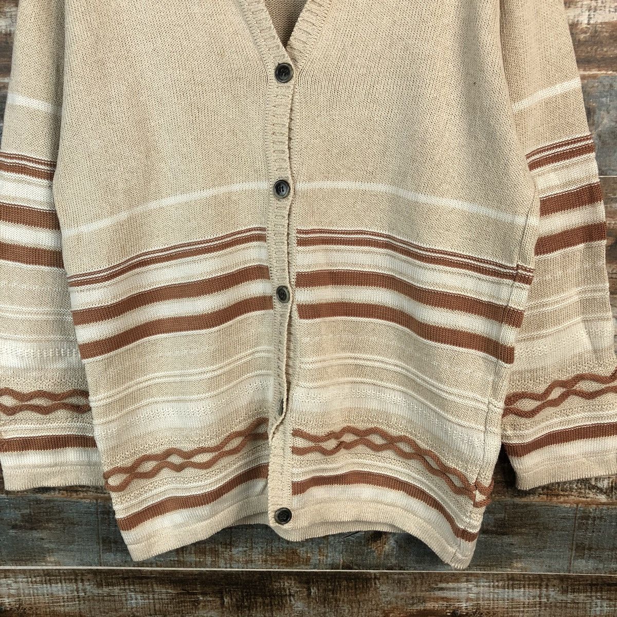 Japanese Brand Gispy Blue Cream Cardigan vintage Knitwear #A1952 Size US M / EU 48-50 / 2 - 6 Thumbnail