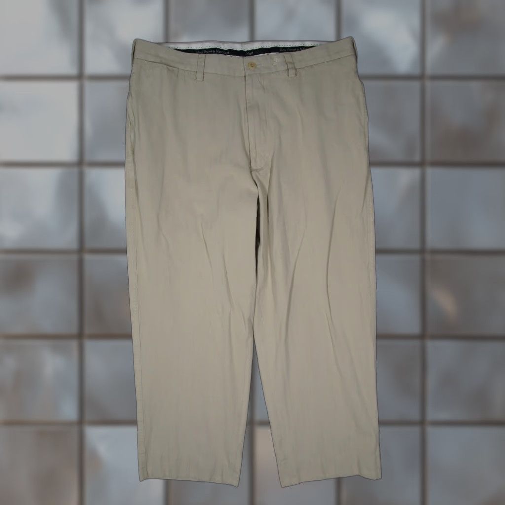 Nat Nast VINTAGE Nat Nast Chino Pants Men 36 Beige Silk Cotton Blend Flat Front Solid Classic Mens 90s style Waist 33 Inseam 26 Zip Front 5-Pocket Retro Size US 36 / EU 52 - 1 Thumbnail