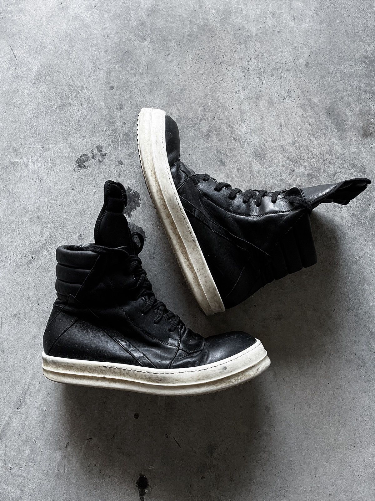 image of Rick Owens 2017 “Glitter” Geobasket Shoes in Black, Men's (Size 11)