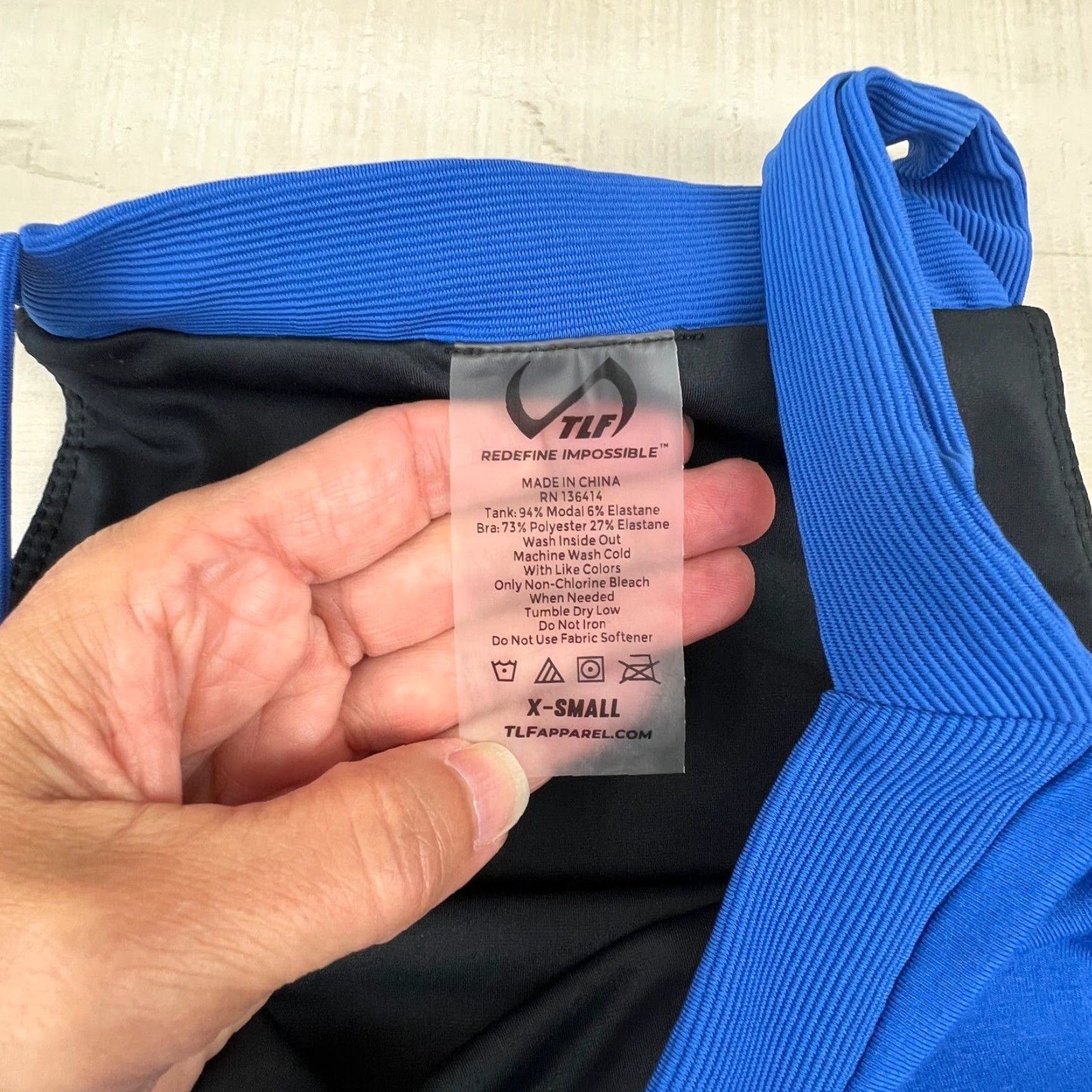 Vintage TLF Women's Athletic Tank Top XS Blue Built-In Bra Yoga Activewear Sleeveless Square Neck Mens Size XS / US 0-2 / IT 36-38 - 3 Thumbnail