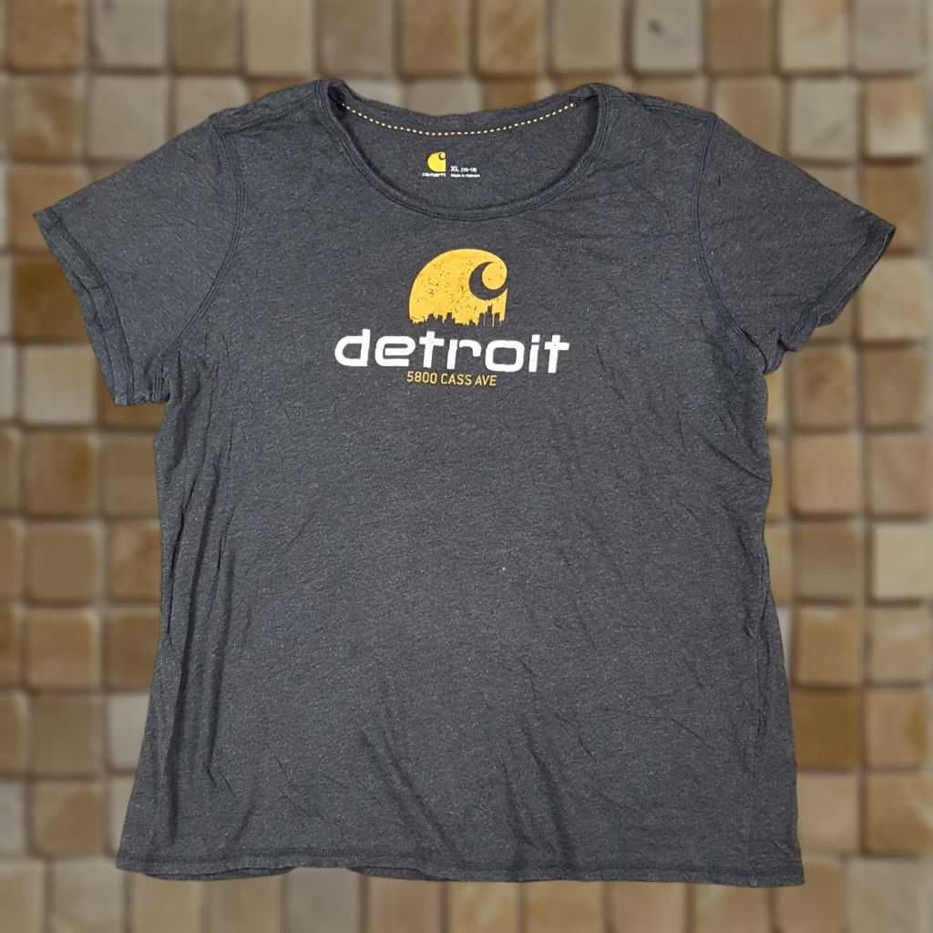 Carhartt VINTAGE Carhartt Detroit Shirt Women's XL Gray Short Sleeve Crew Neck T-Shirt Retro USA Workwear CH Size XL / US 12-14 / IT 48-50 - 1 Thumbnail