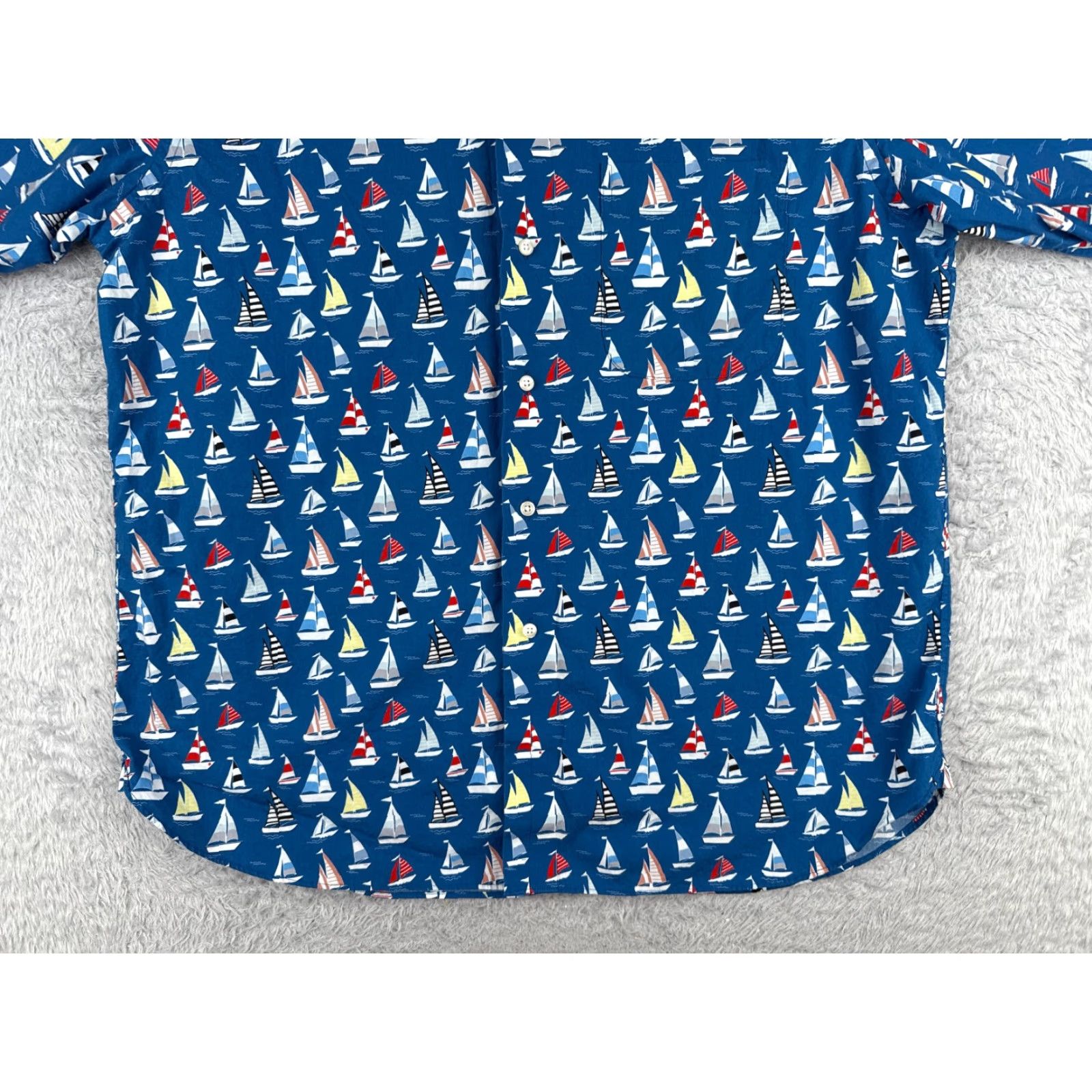 Vintage Paul Fredick Shirt Adult Large Blue Sailboat AOP Cotton Hawaiian Classic Fit Size US L / EU 52-54 / 3 - 5 Thumbnail