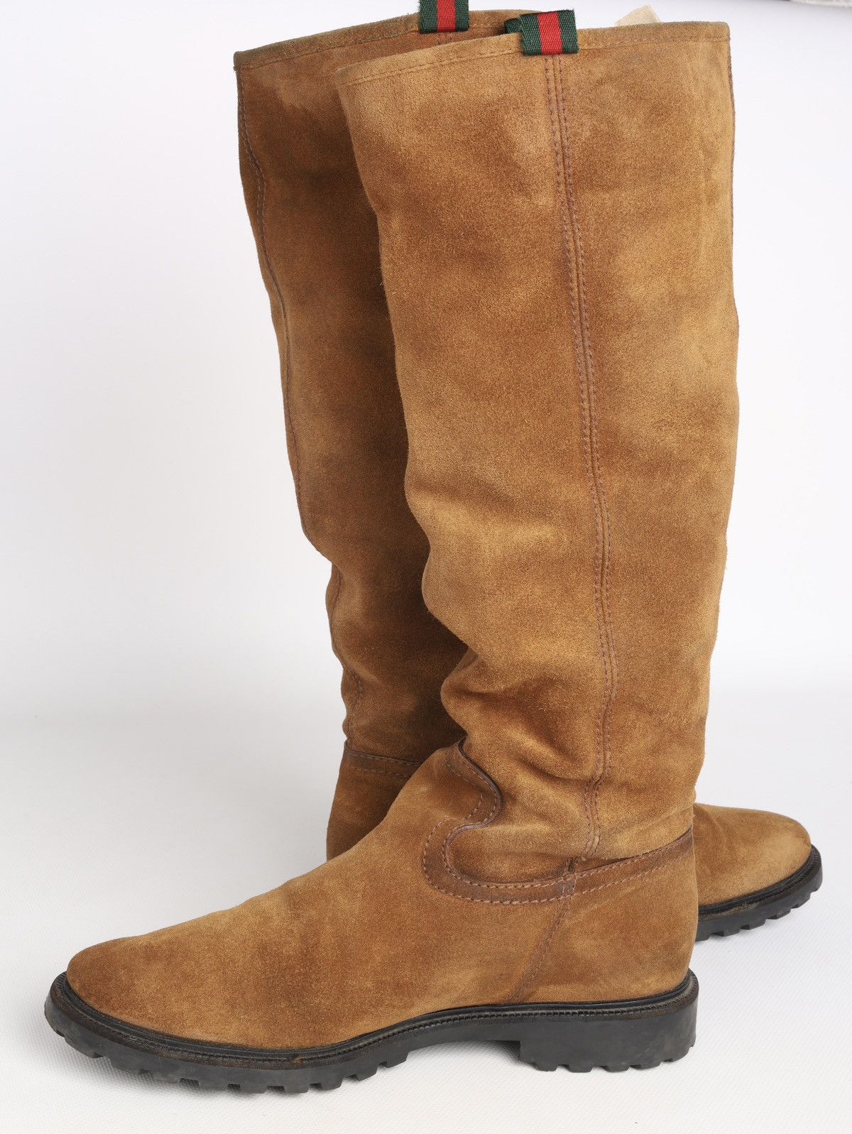 Gucci Gucci Suede Shearling Web Boots Brown Saint Moritz High Shoe Size US 8.5 / IT 38.5 - 13 Thumbnail