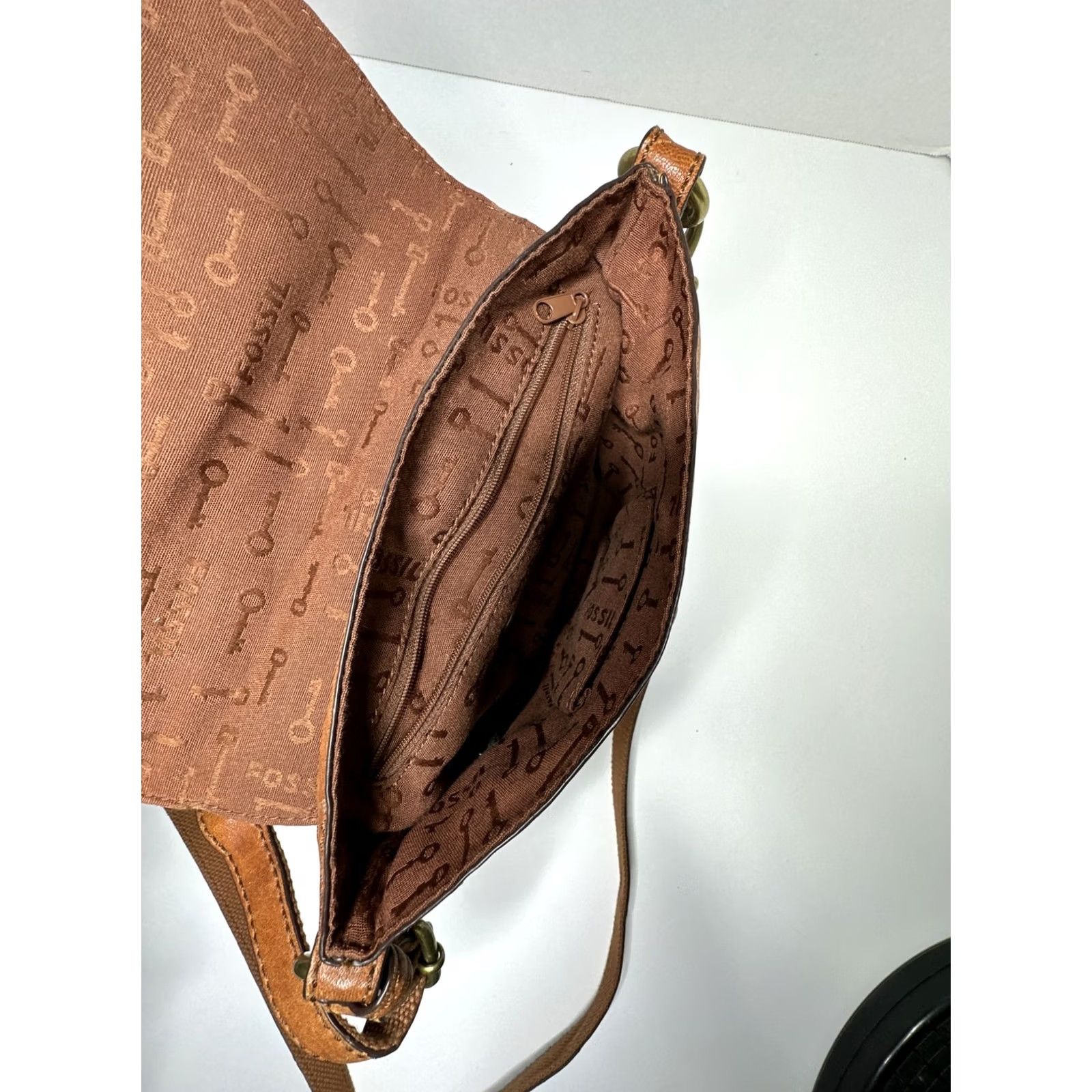 Fossil Fossil Carson Crossbody Brown Leather Organizer Bag Strap Handle ZB5058 Size ONE SIZE - 7 Thumbnail