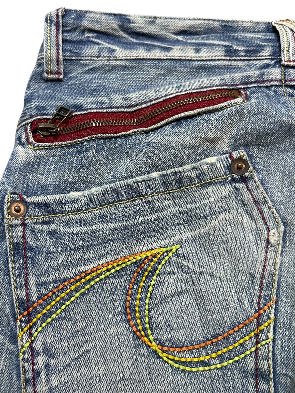 SUNSEA Vintage Sun Lucas Faded Printed Surf Distressed Denim Size US 30 / EU 46 - 10 Thumbnail