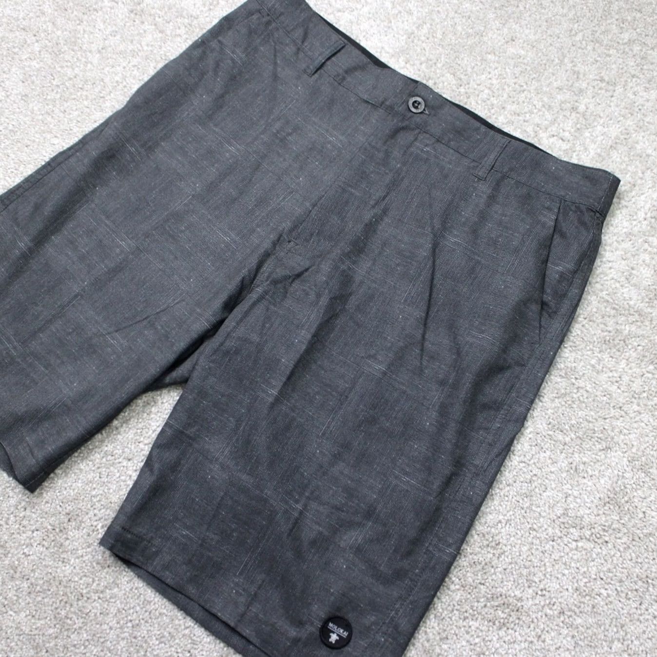 Vintage Molokai Surf Swim Trunks Men 34 Black 10" Drawstring Boardshorts Unlined Stretch Size ONE SIZE - 2 Thumbnail