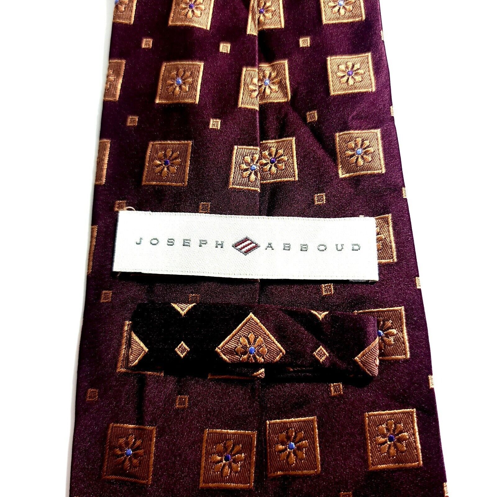 Joseph Abboud Joseph Abboud Woven Maroon Red Tan Floral Geometric Wide Sil Size ONE SIZE - 3 Thumbnail