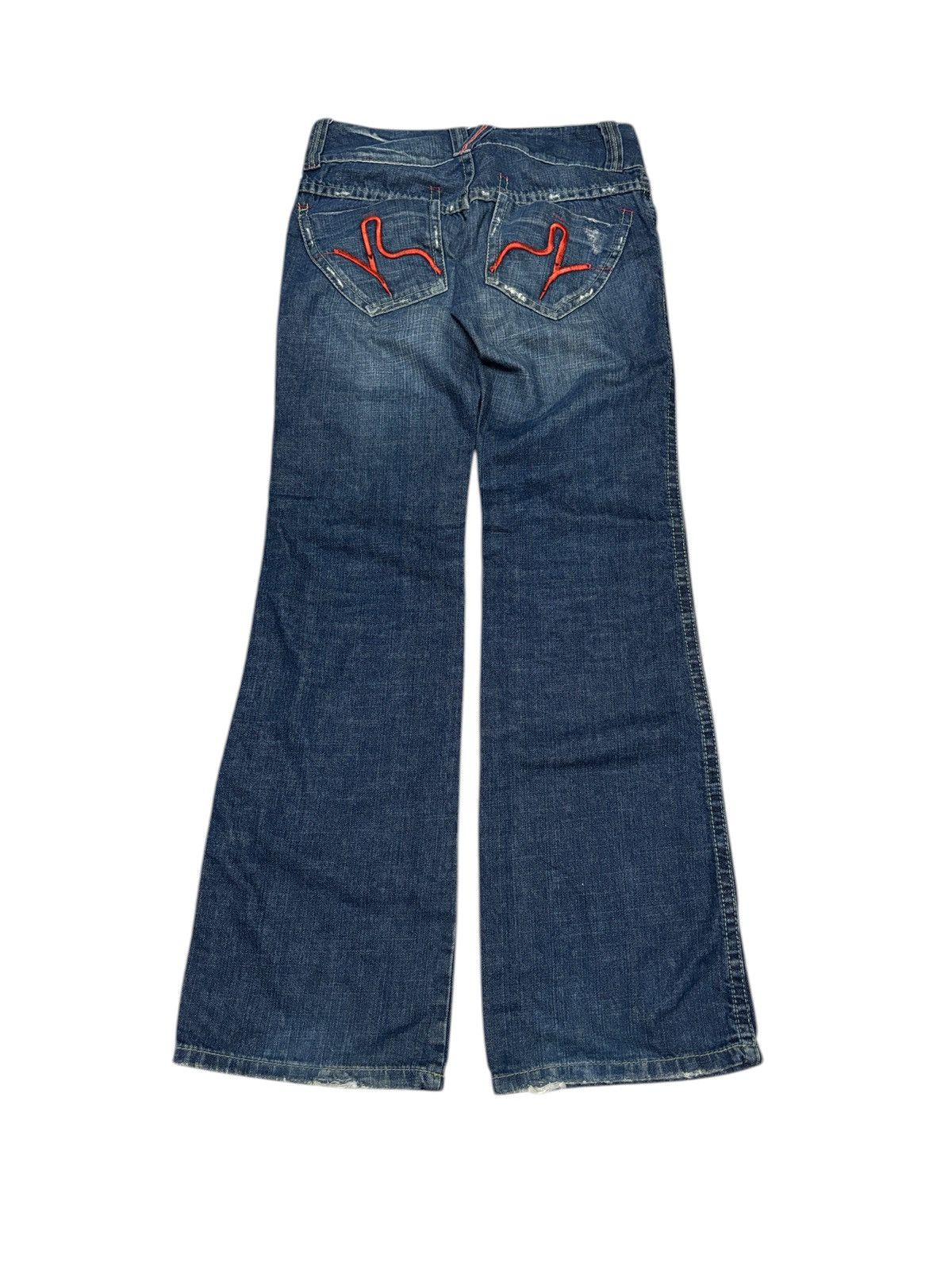 Japanese Brand Y2K Red Pepper Wide Flare Denim Jeans Size 30" / US 8 / IT 44 - 1 Thumbnail