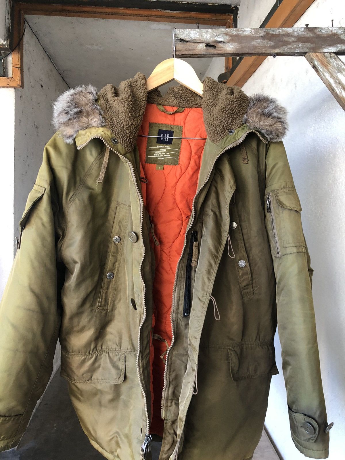 Gap Vintage Gap Snorkel Military Distressed Parka Jacket Size US L / EU 52-54 / 3 - 6 Thumbnail