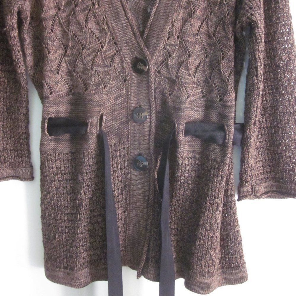 Vintage Classiques Entier Cardigan Brown Knit Linen Sz M Size M / US 6-8 / IT 42-44 - 5 Thumbnail
