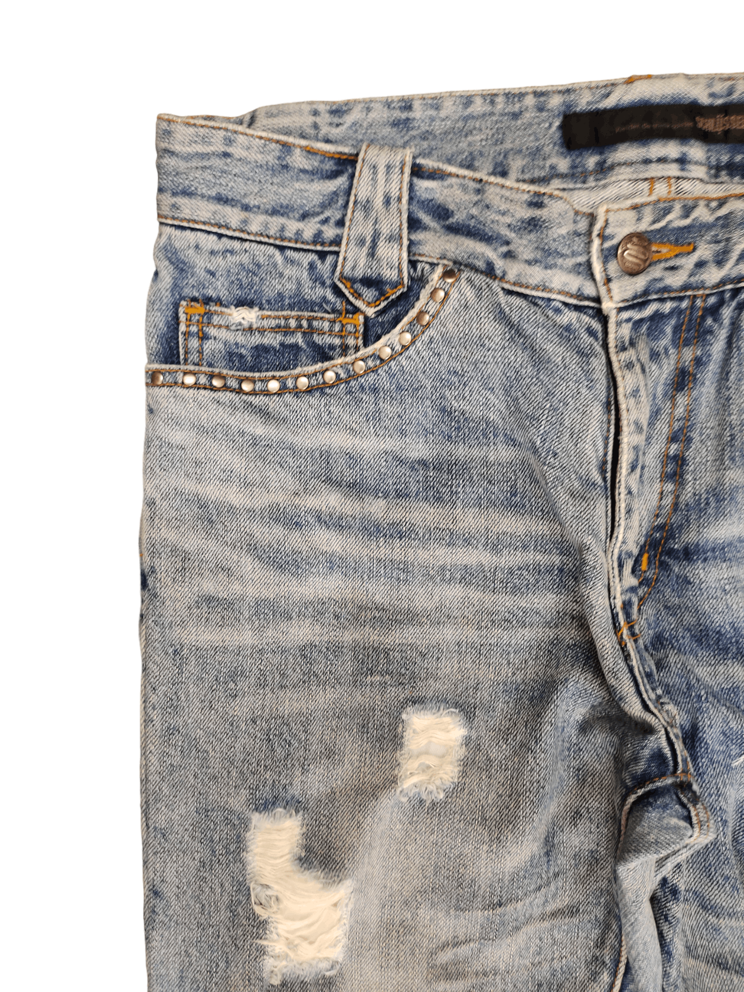 Hysteric Glamour × Undercover Schlussel Distress Faded Studded Denim Pants Size US 32 / EU 48 - 4 Thumbnail