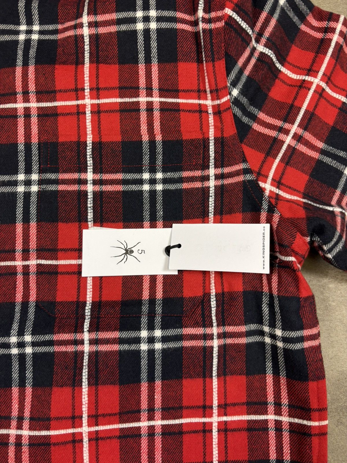 Sp5der Sp5der Hooded Zip Flannel Shirt Jacket, Red Size US S / EU 44-46 / 1 - 9 Thumbnail