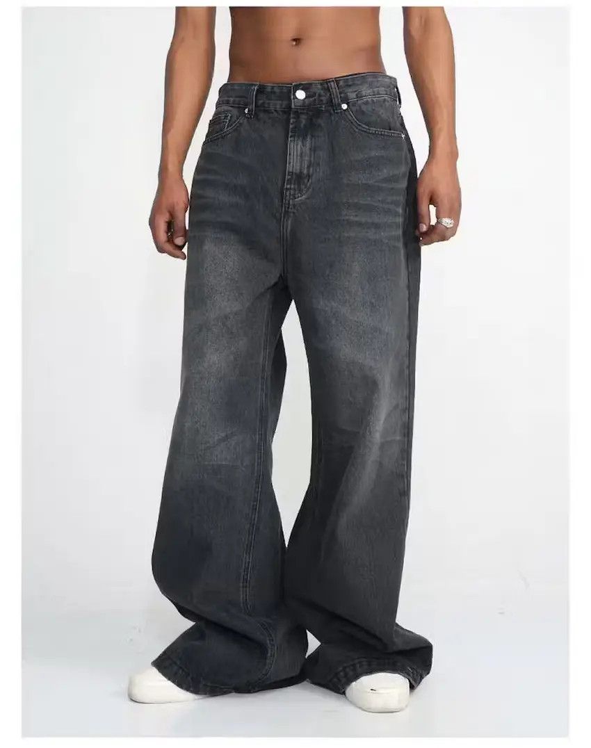 Designer × Japanese Brand Washed black flared bootcut yuppie faded baggy jeans Size US 33 - 2 Thumbnail