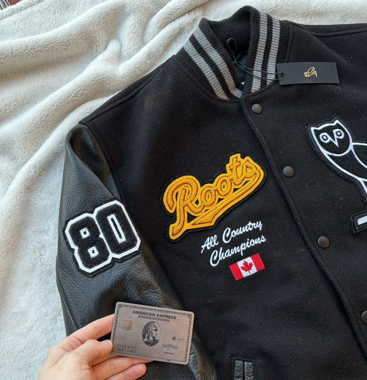 October's Very Own × Roots OVO x Roots Black Varsity Jacket Size US M / EU 48-50 / 2 - 3 Thumbnail