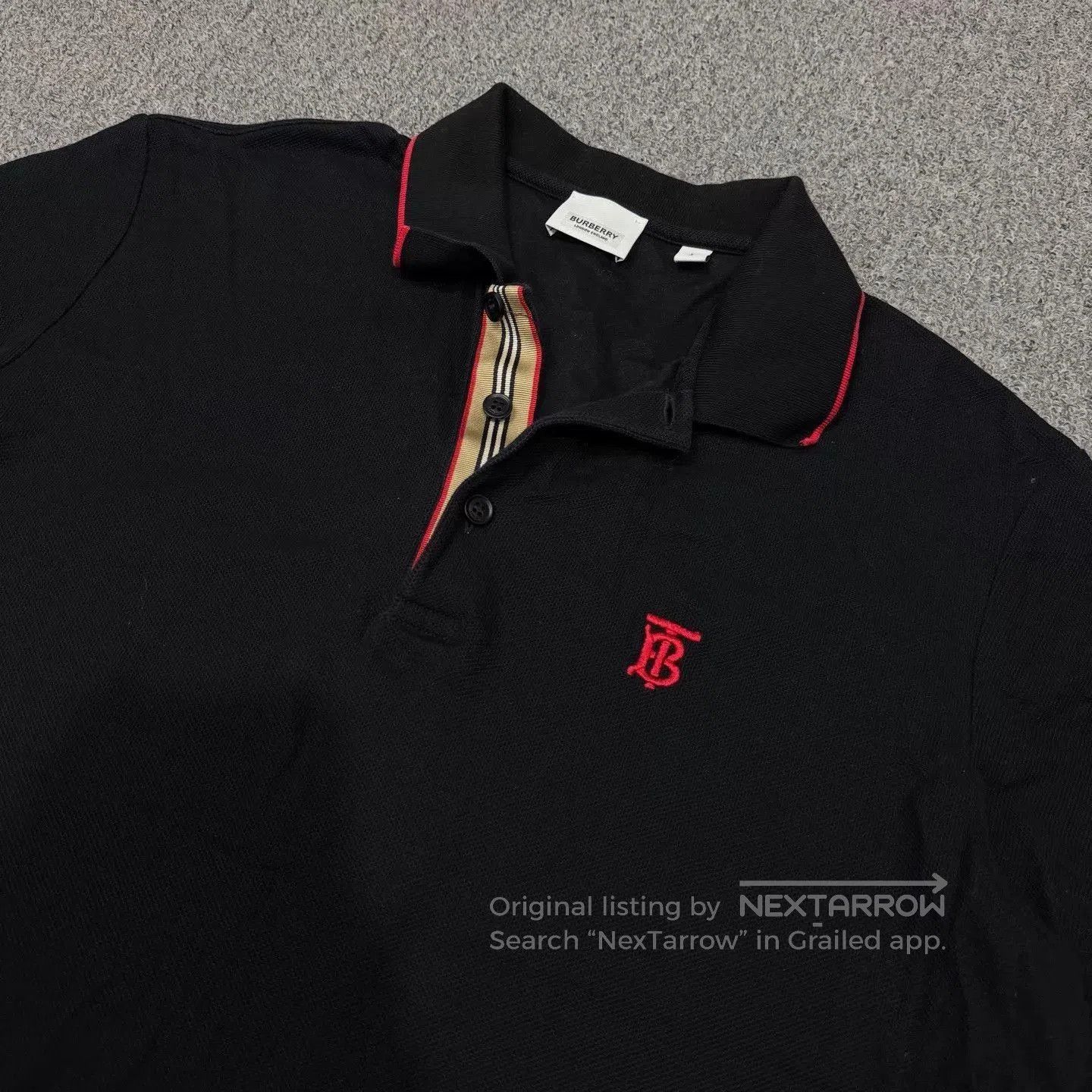 Burberry Black Short Sleeve Polo with Red Accents. Size US L / EU 52-54 / 3 - 3 Thumbnail