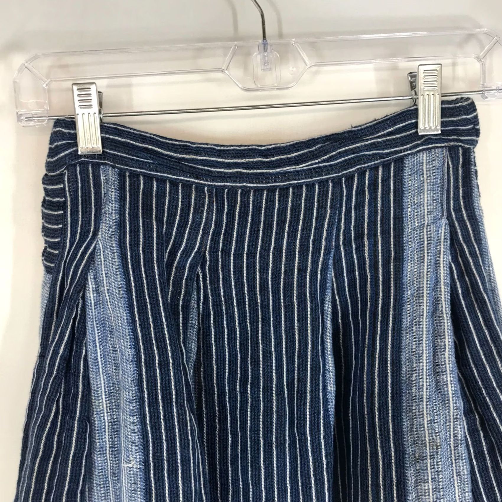 Vintage ace&jig Skirt Womens XS BLUE & WHITE STRIPE PLEATED FIT & FLARE w/POCKET Short Vintage: No Size 26" / US 2 / IT 38 - 2 Thumbnail