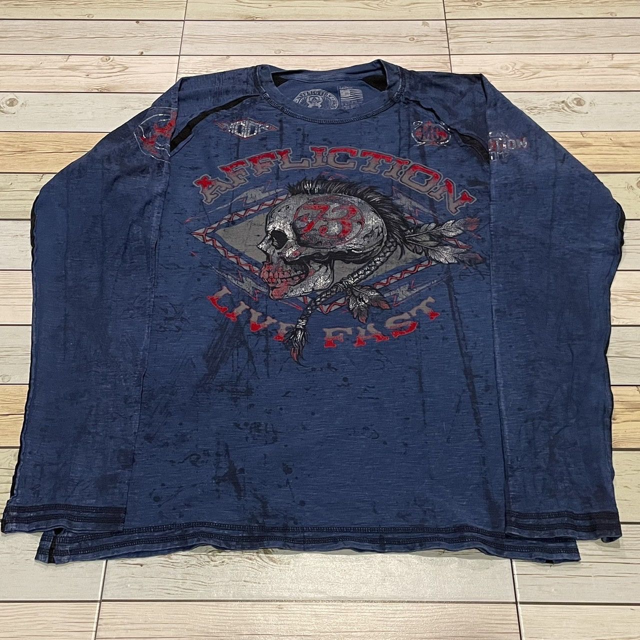 Affliction × Ed Hardy × Southpole Rare Affliction Wings Cross Longsleeve Y2K Style Size US L / EU 52-54 / 3 - 1 Thumbnail