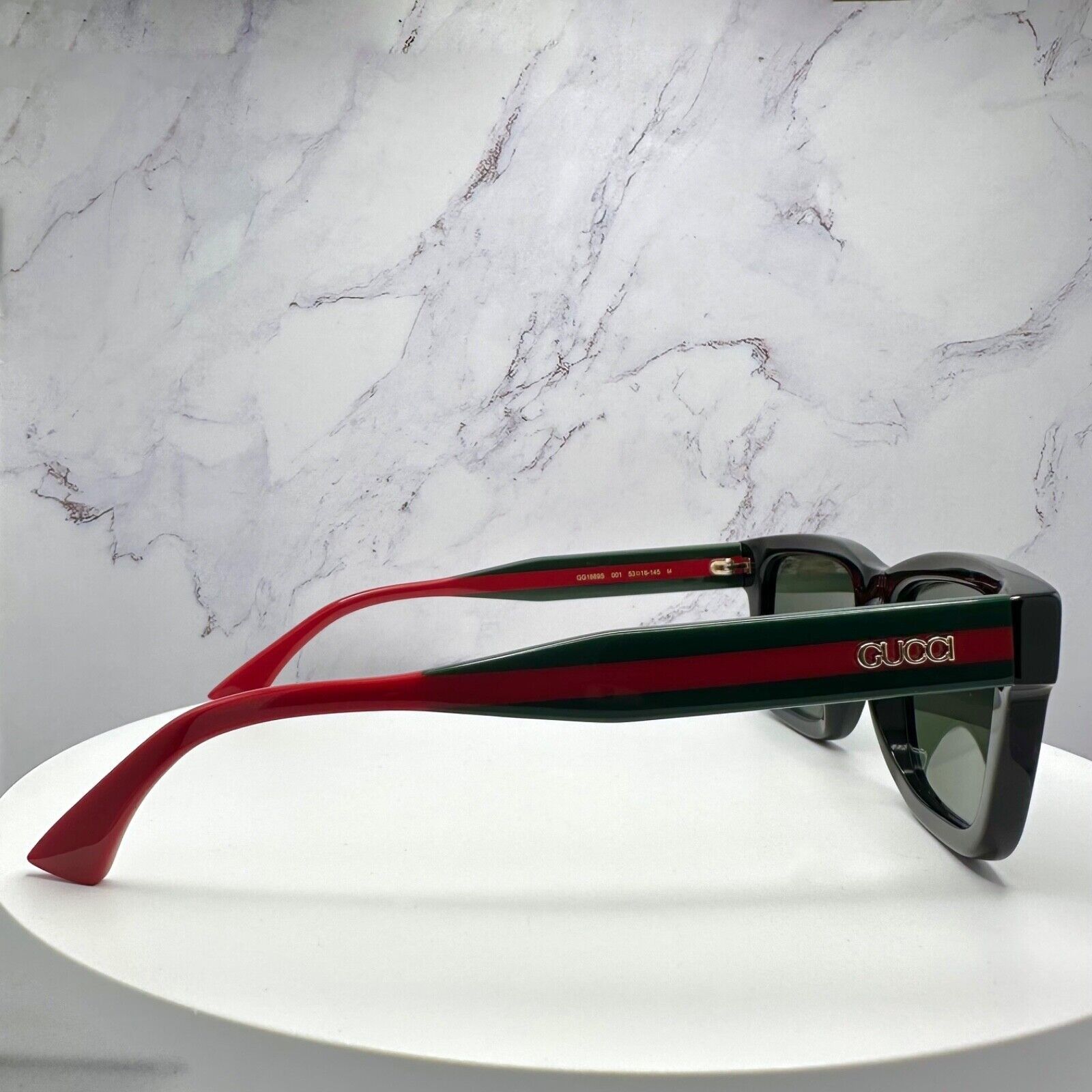 Gucci New GUCCI Sunglasses Black Gold 3D Metal Logo Square Size ONE SIZE - 3 Thumbnail