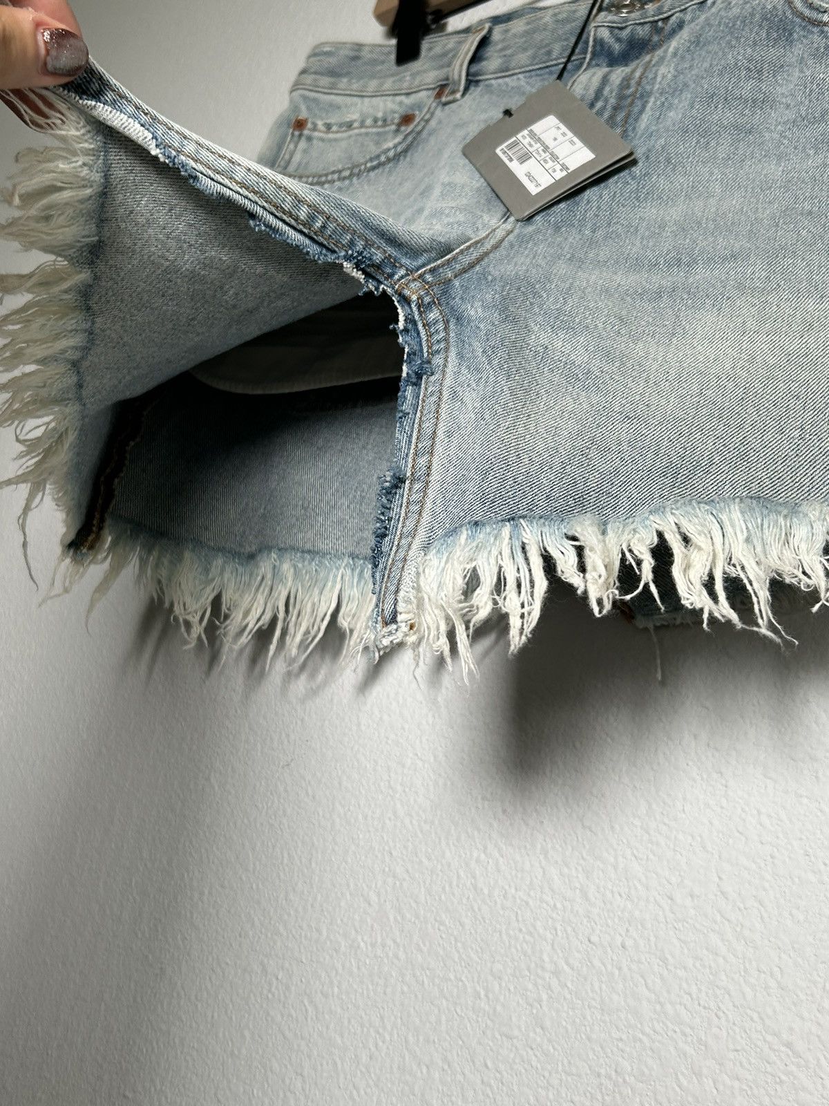 Balenciaga SS22 NWT! Cut off distressed denim mini skirt Size 32" / US 10 / IT 46 - 4 Thumbnail