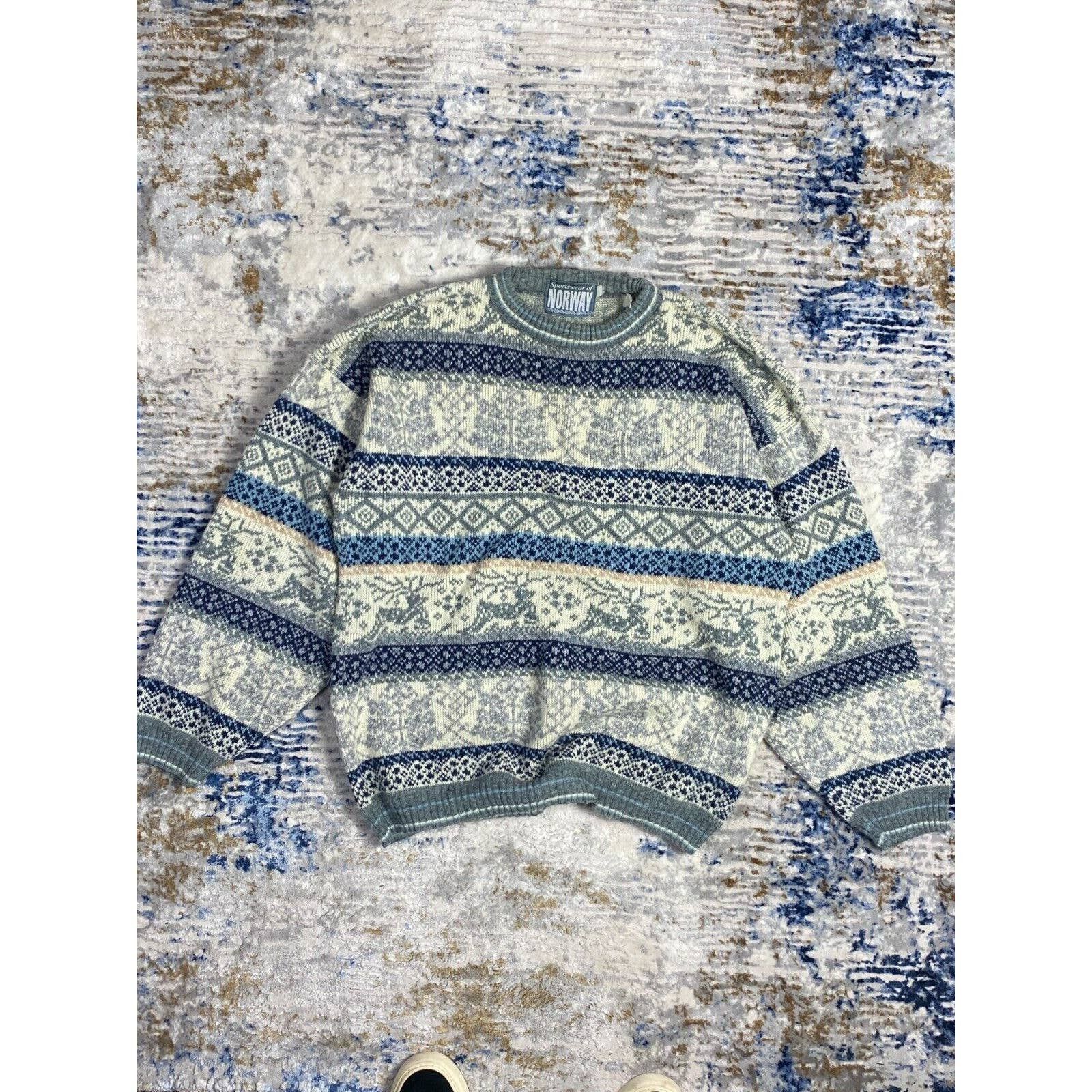 Vintage VINTAGE WOOL SWEATER RARE 90s NORWAY HAND SEWED M-XL COOGI C Size US L / EU 52-54 / 3 - 1 Thumbnail