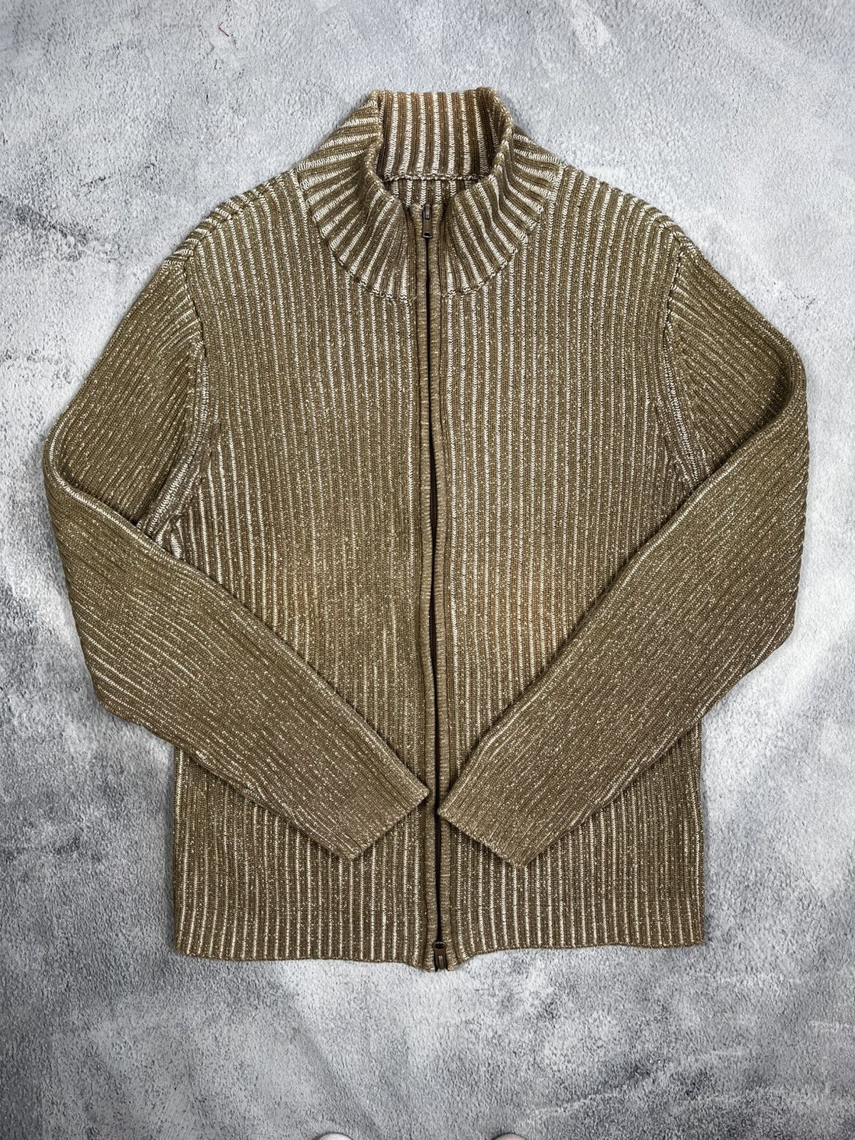 Vintage Vintage Y2K ribbed faded zip up Japanese sweater size XL Size US XL / EU 56 / 4 - 1 Thumbnail