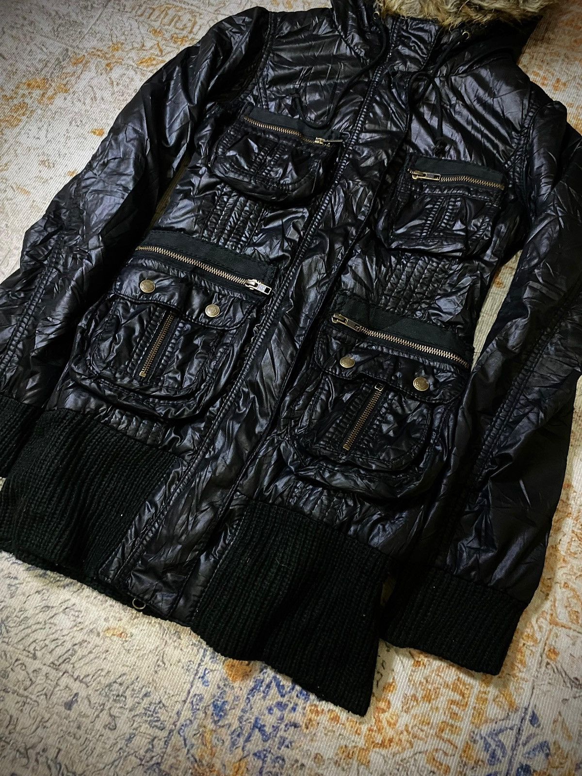 Japanese Brand 2000s HEAVEN AND EARTH GOTHIC PUNK MULTI POCKET FUR JACKET Size US M / EU 48-50 / 2 - 4 Thumbnail