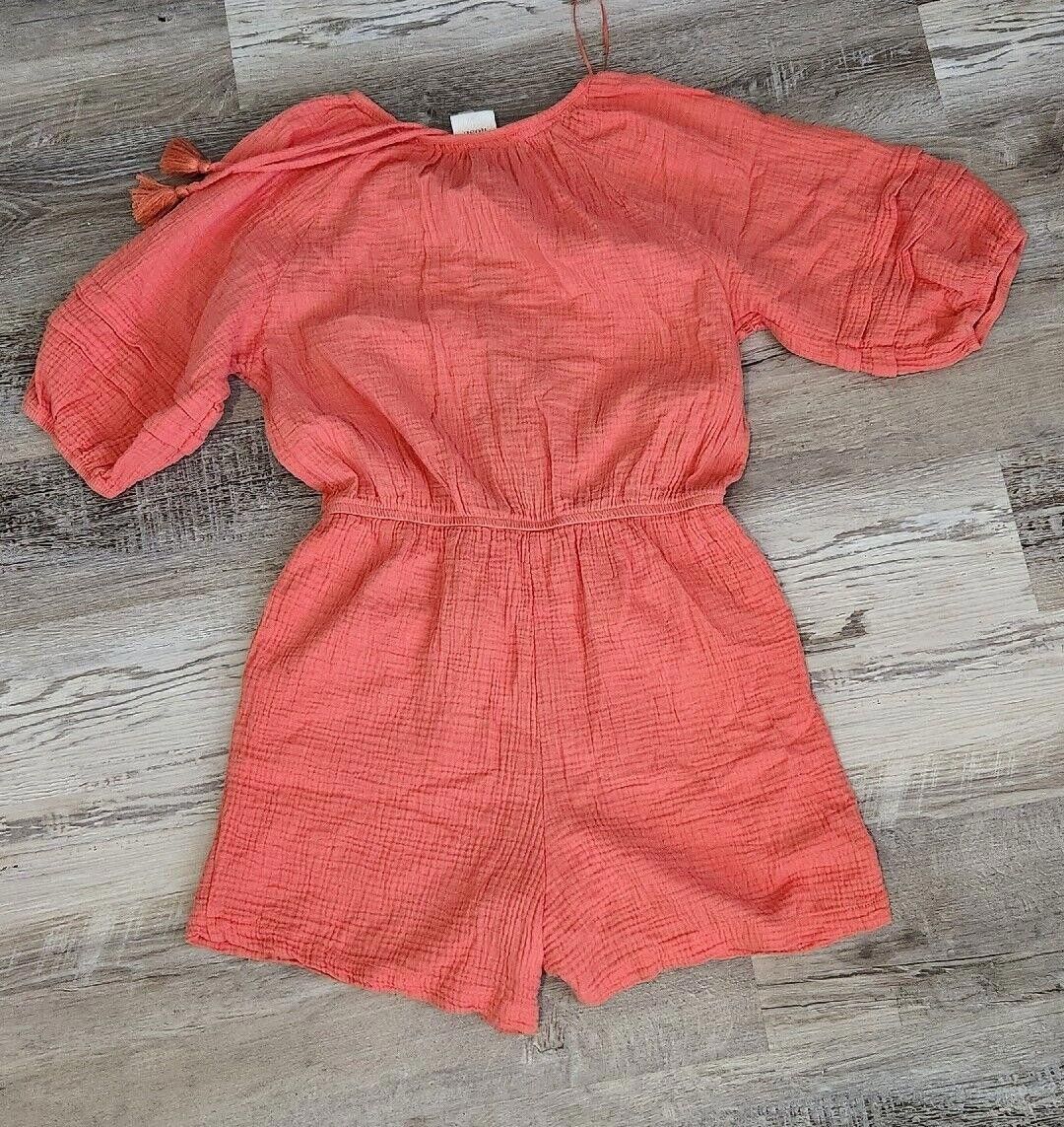 Designer Knox Rose Romper Medium Coral Pink Peach Short Sleeve V Neck Size 32" / US 10 / IT 46 - 2 Thumbnail