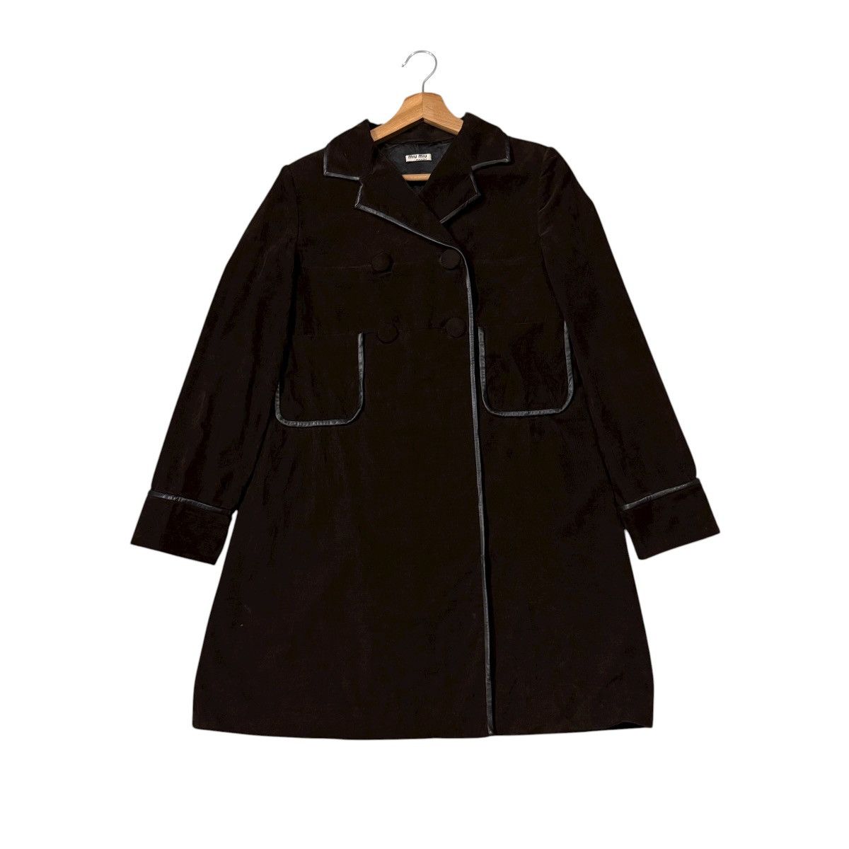 Miu Miu ‼️RARE‼️Vintage Miu Miu Cotton Leather Buttons Long Jacket Size S / US 4 / IT 40 - 1 Thumbnail