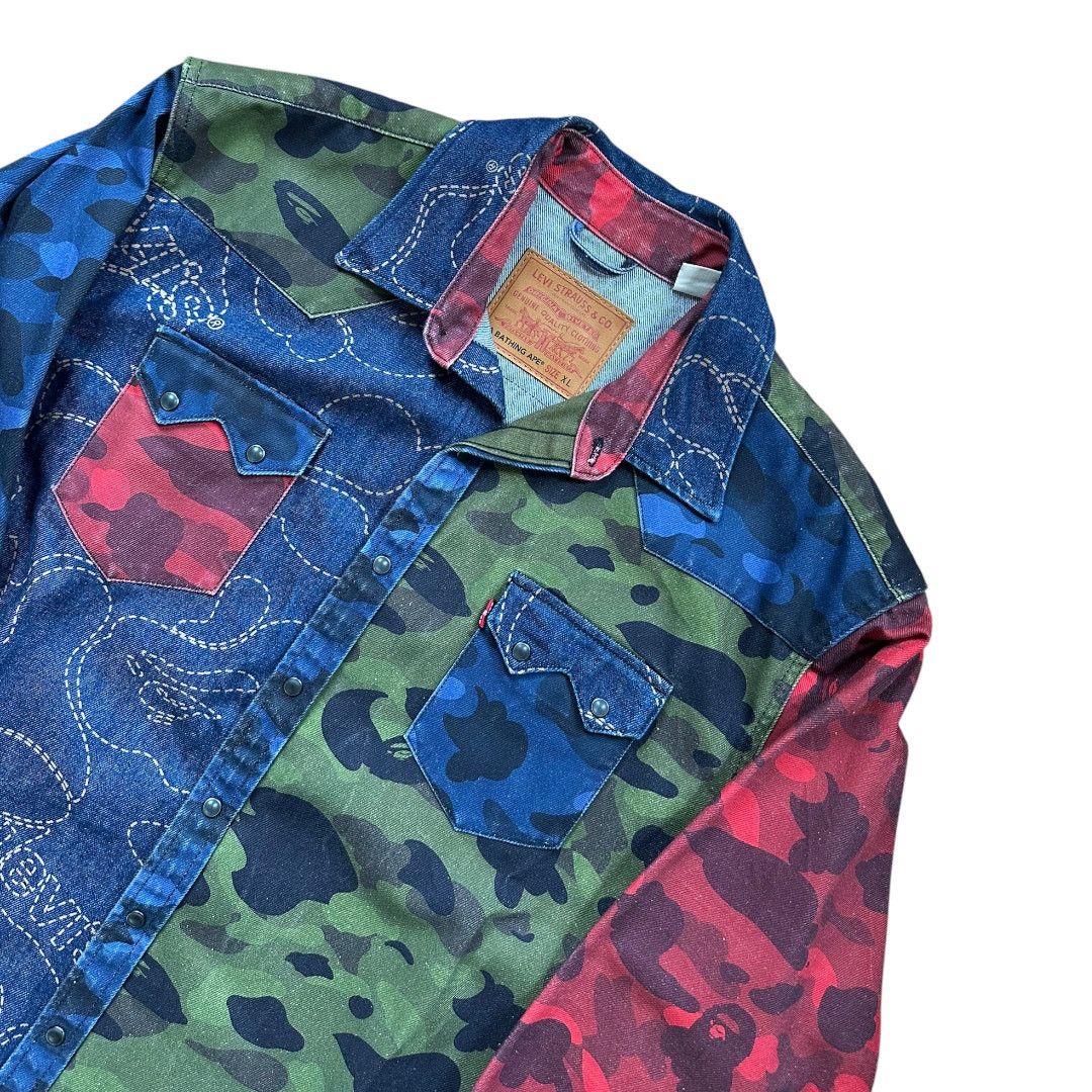 Bape XL Levi's® X Bape Denim Multi Camo Trucker Jacket Size US XL / EU 56 / 4 - 3 Thumbnail