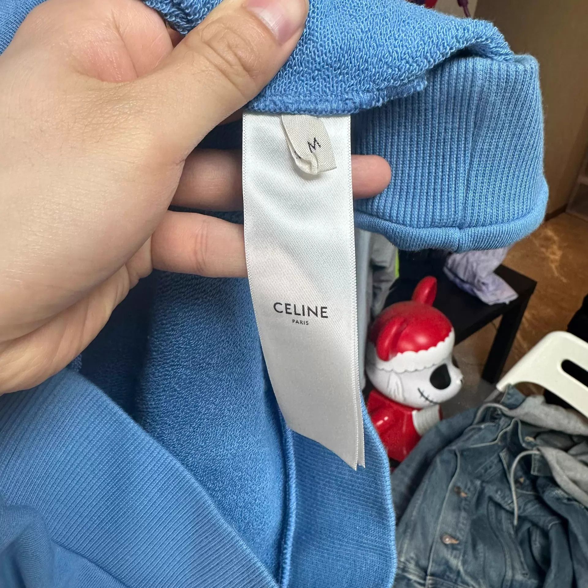 Celine CELINE Logo Print Hoodie Men's Gray Blue M Size US M / EU 48-50 / 2 - 8 Thumbnail