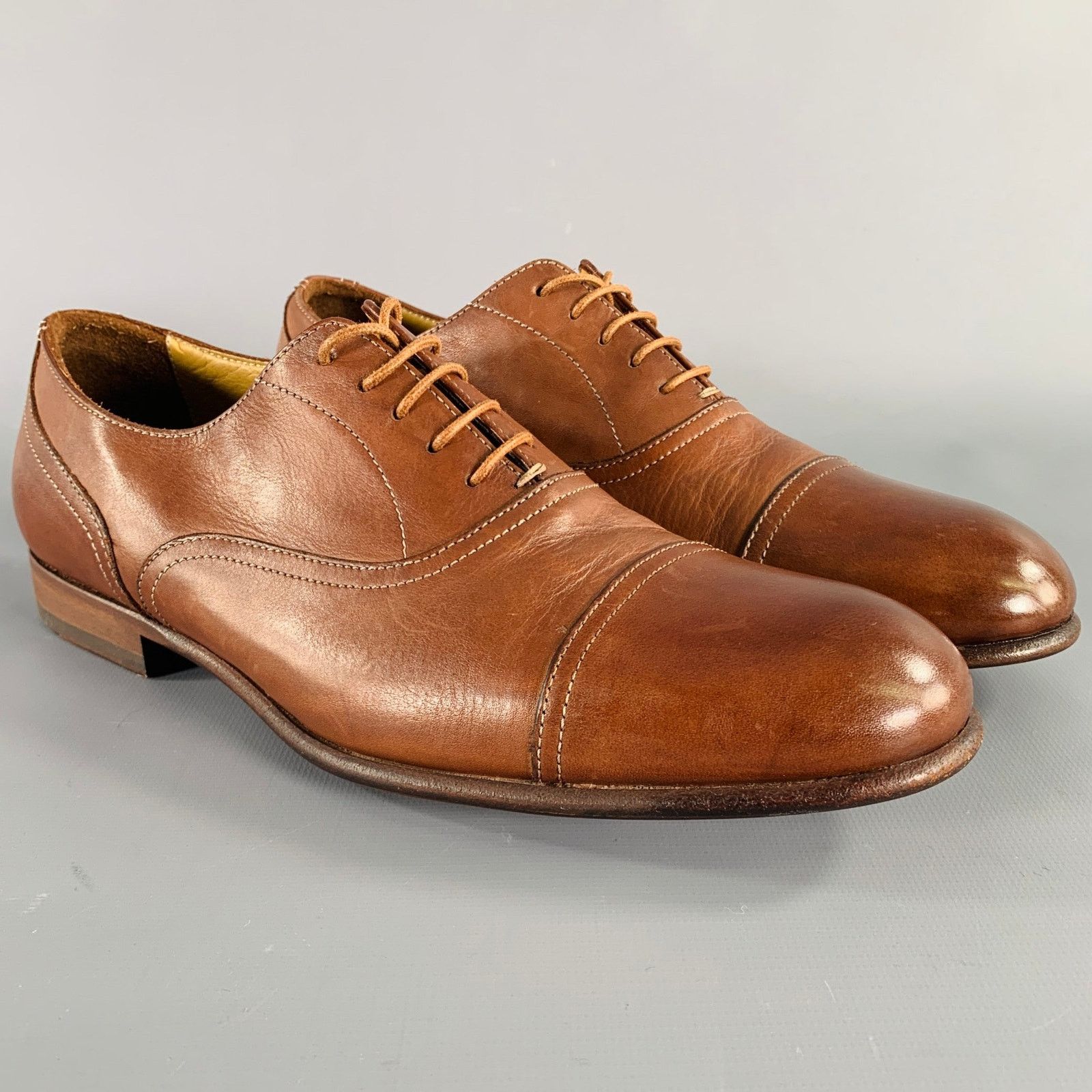 Paul Smith PAUL SMITH Size 7 Brown Leather Cap Toe Oxford Lace-Up Shoes Size US 7 / EU 40 - 1 Thumbnail