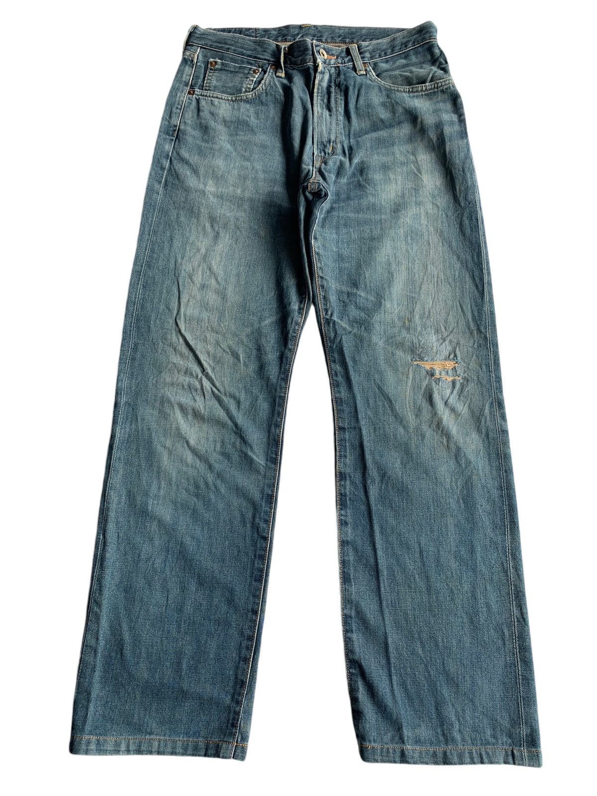 Edwin × Jean EDWIN 505X SELVEDGE DISTRESSED DENIM☠️ Size US 31 - 1 Thumbnail