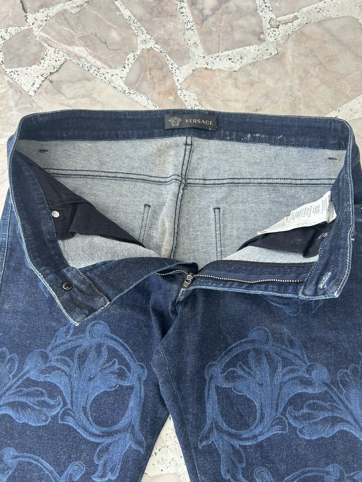 Versace Blue Jacquard Baroque Pattern Denim Size US 34 / EU 50 - 7 Thumbnail