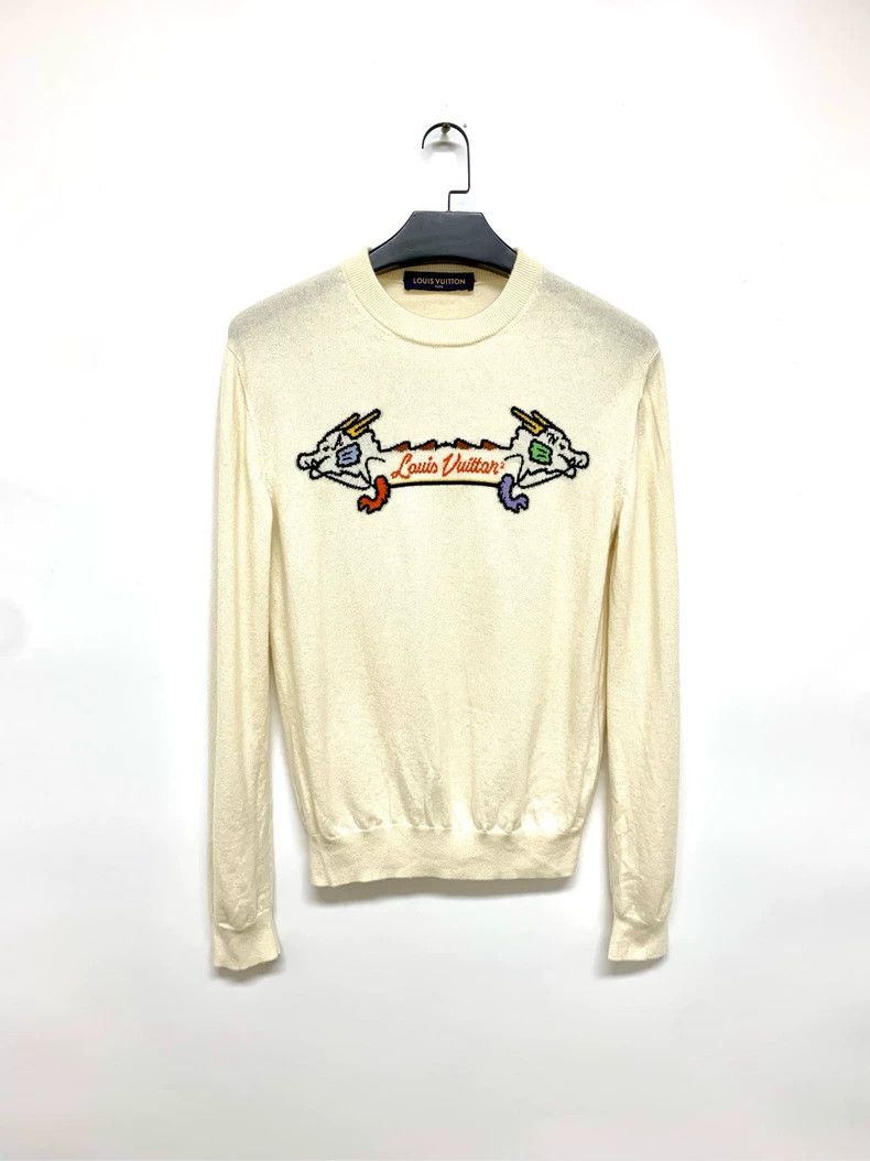Louis Vuitton Louis Vuitton Knitted sweater in beige with double dragons Size US S / EU 44-46 / 1 - 1 Thumbnail