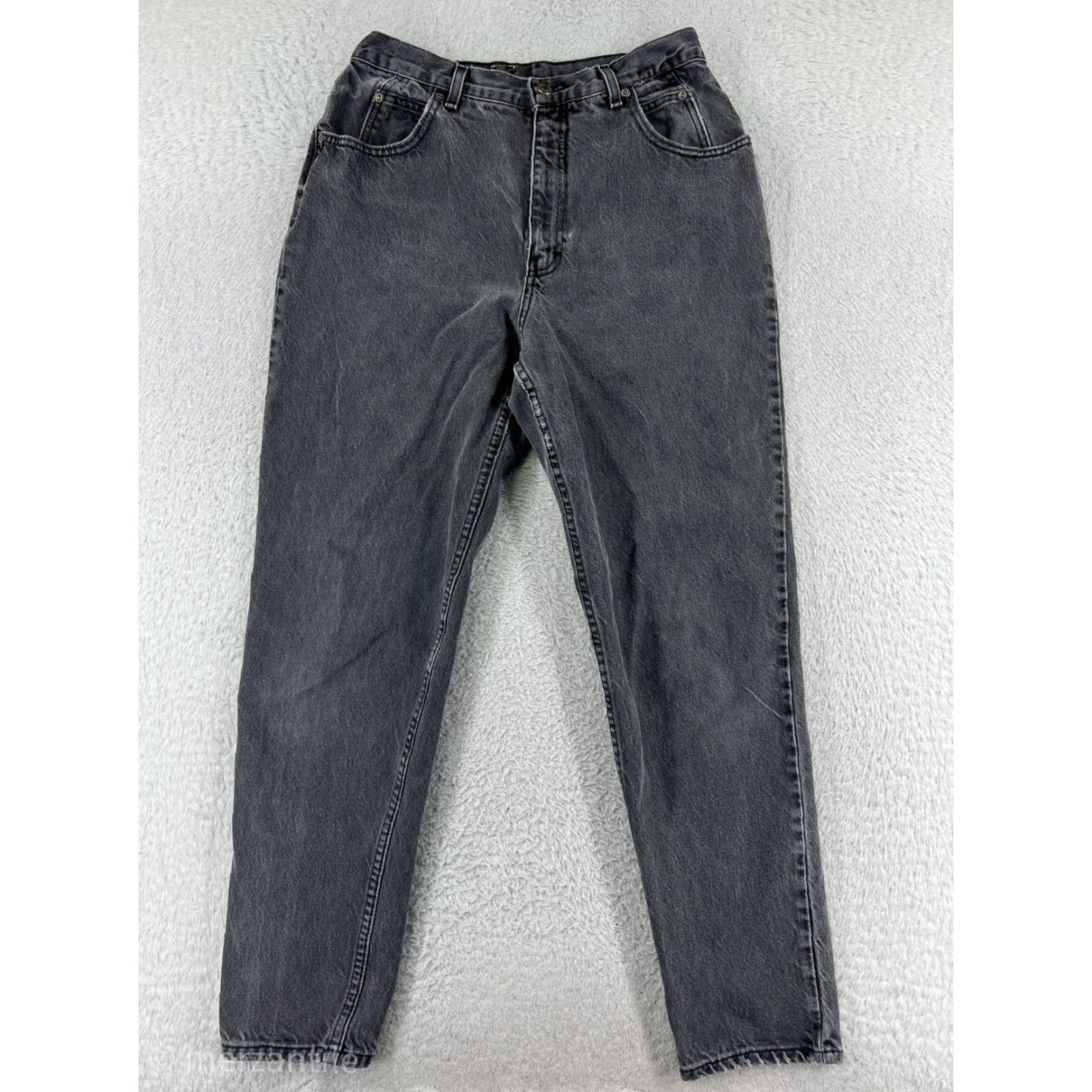 Gloria Vanderbilt VINTAGE Gloria Vanderbilt Women’s Jeans Black Denim 28W 28L High Rise Stretch Cotton Blend 5-Pocket Design Tapered 14 Regular Womens Jeans Size 36" / US 14 / IT 50 - 2 Thumbnail