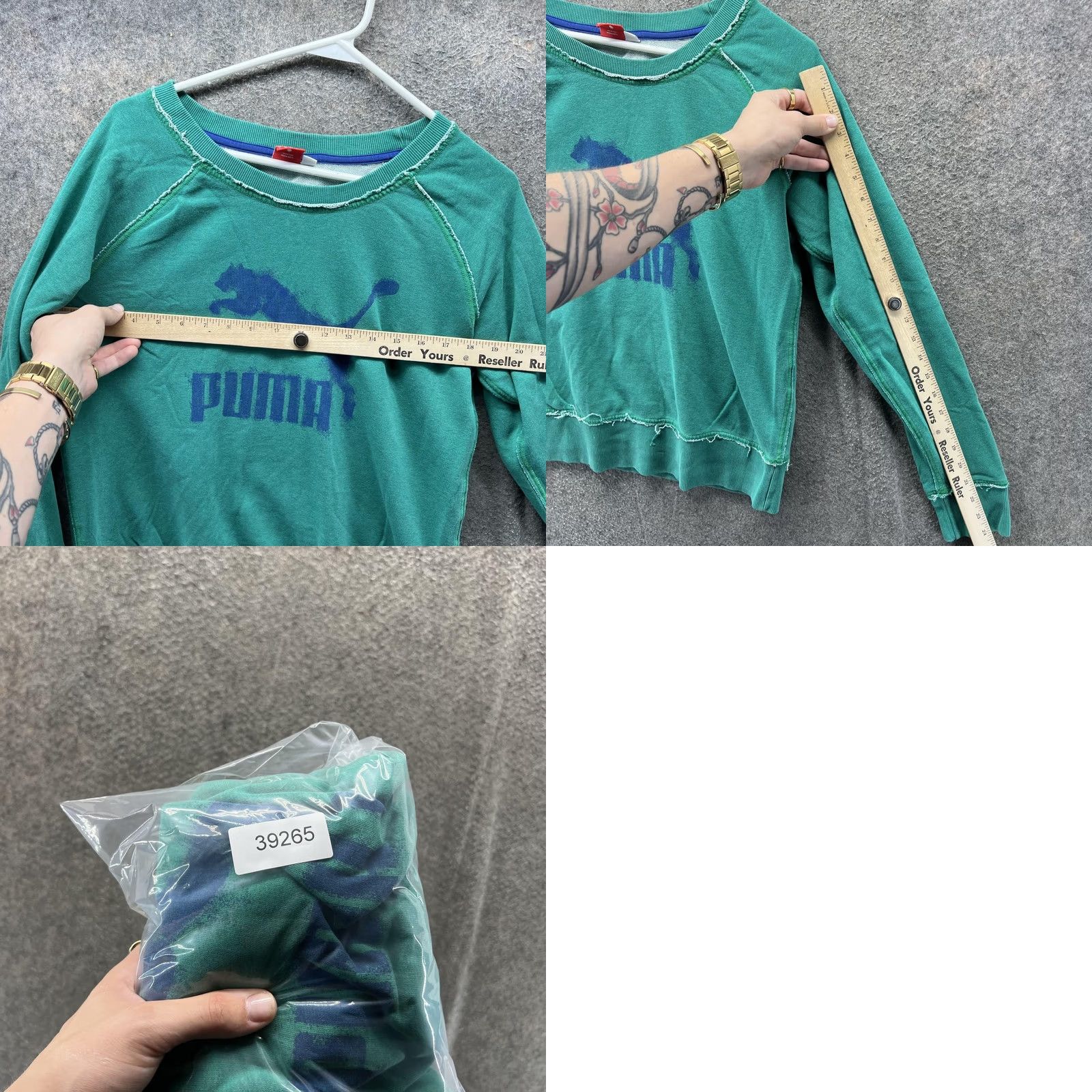 Puma PUMA Sweatshirt Womens Large Green Raglan Logo Crewneck Pullover Top Size L / US 10 / IT 46 - 8 Thumbnail
