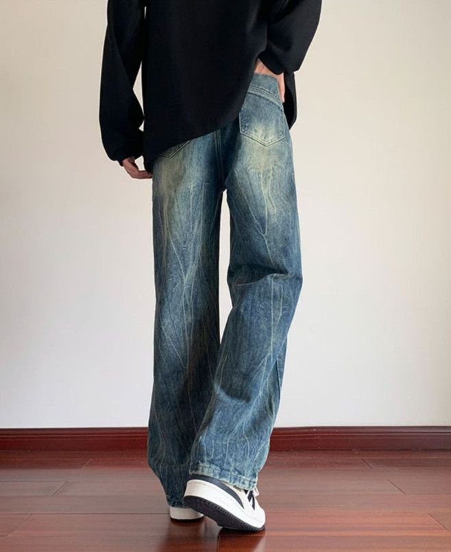 Japanese Brand American-style men's loose wide-leg retro cleanfit jeans Size US 32 / EU 48 - 5 Thumbnail