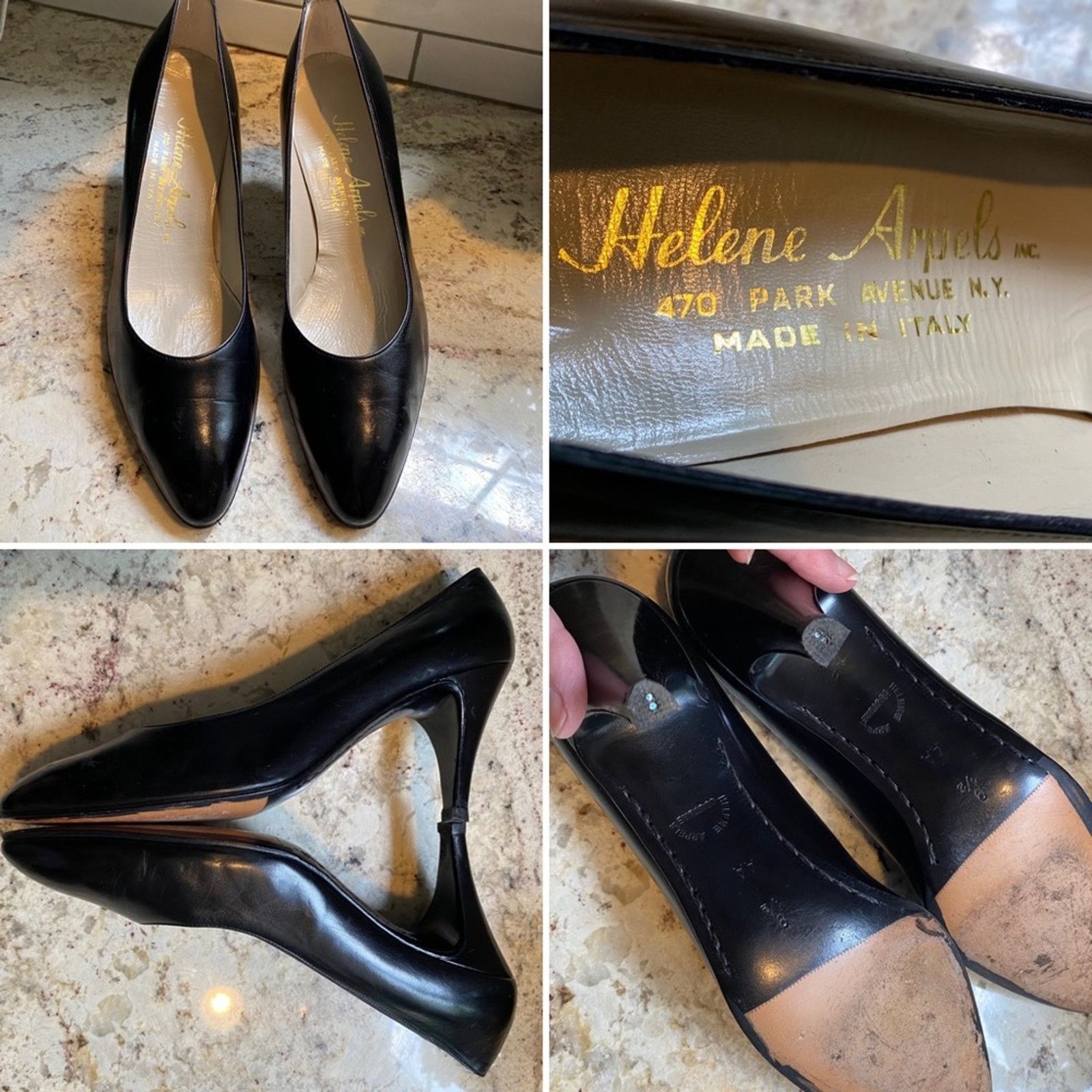 Helene Arpels Park Avenue Black Leather Pumps Italy 9.5 AA