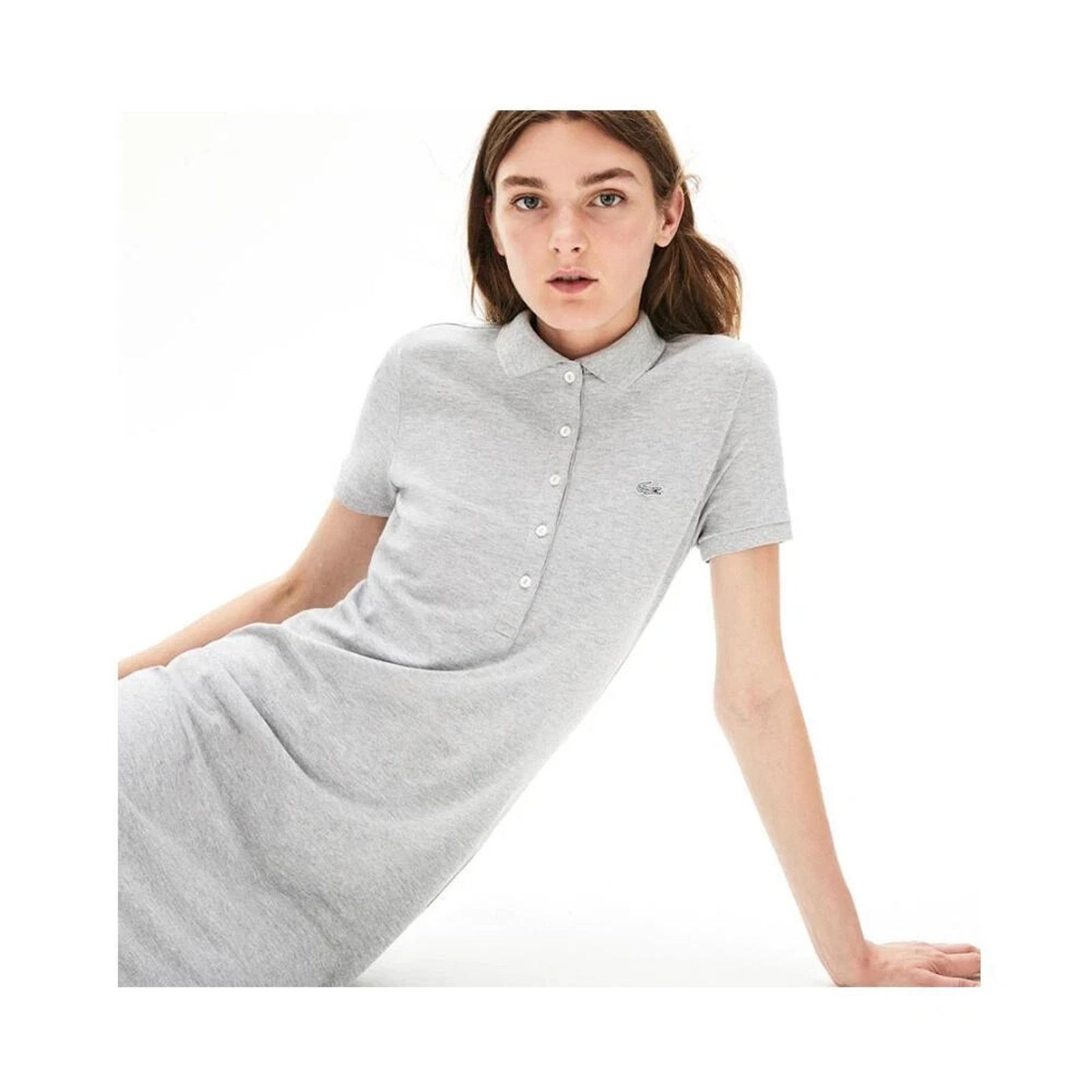 Lacoste New Lacoste Womens Dark Gray Pique Polo Mini Dress US Small Size S / US 4 / IT 40 - 2 Thumbnail