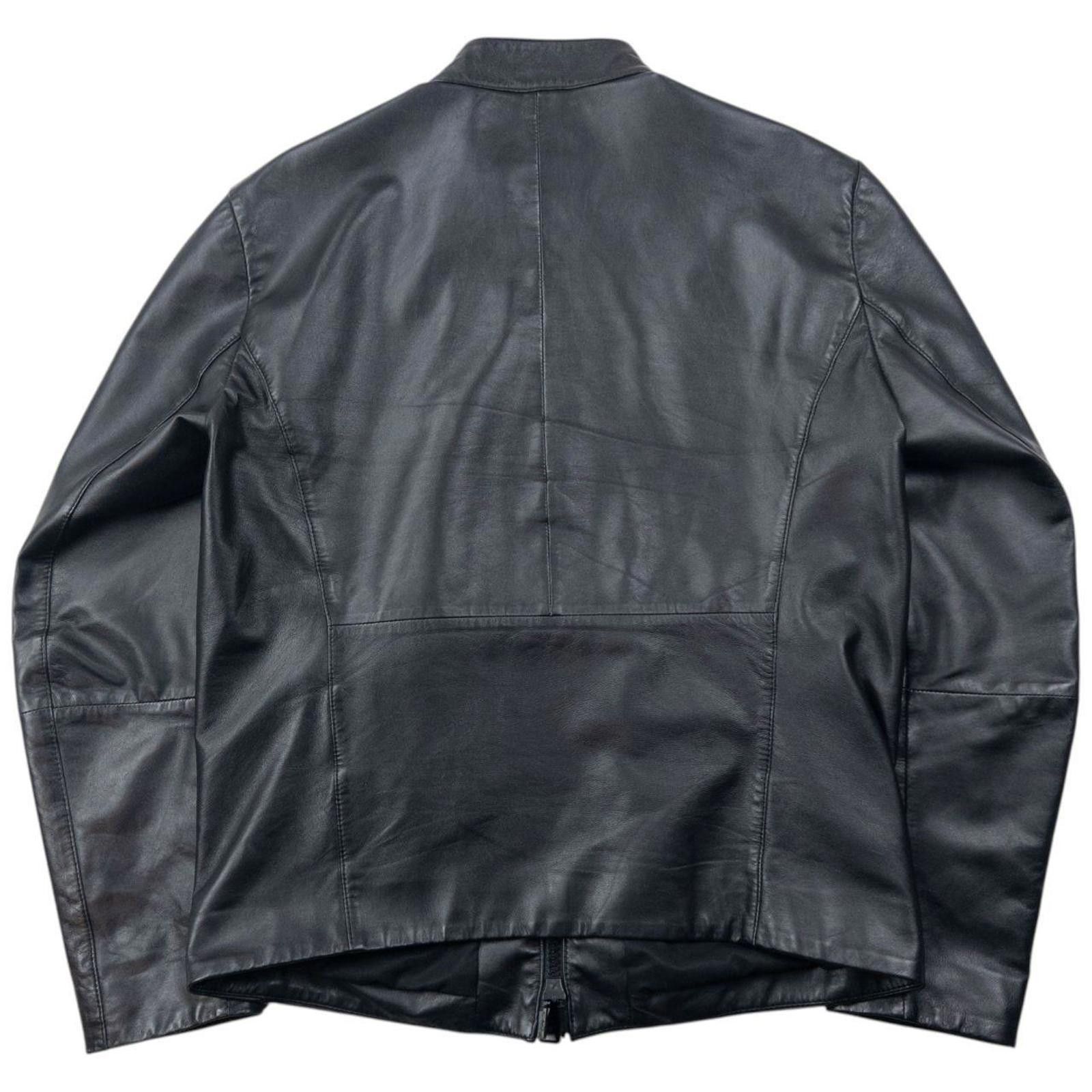 Emporio Armani Lamb Leather Zip Up Leather Jacket Size S