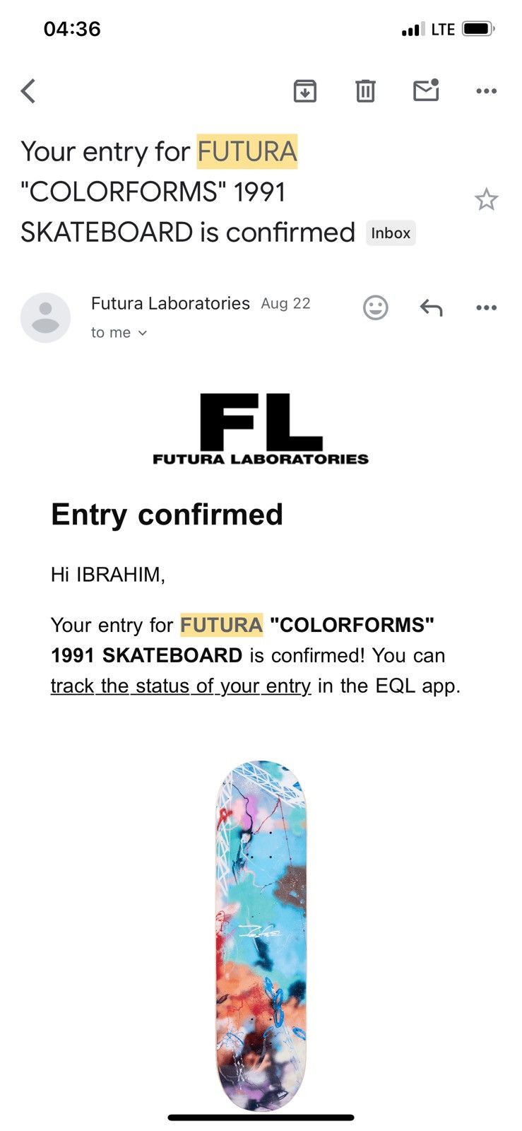 Futura FUTURA "COLORFORMS" 1991 SKATEBOARD Size 40 - 5 Thumbnail